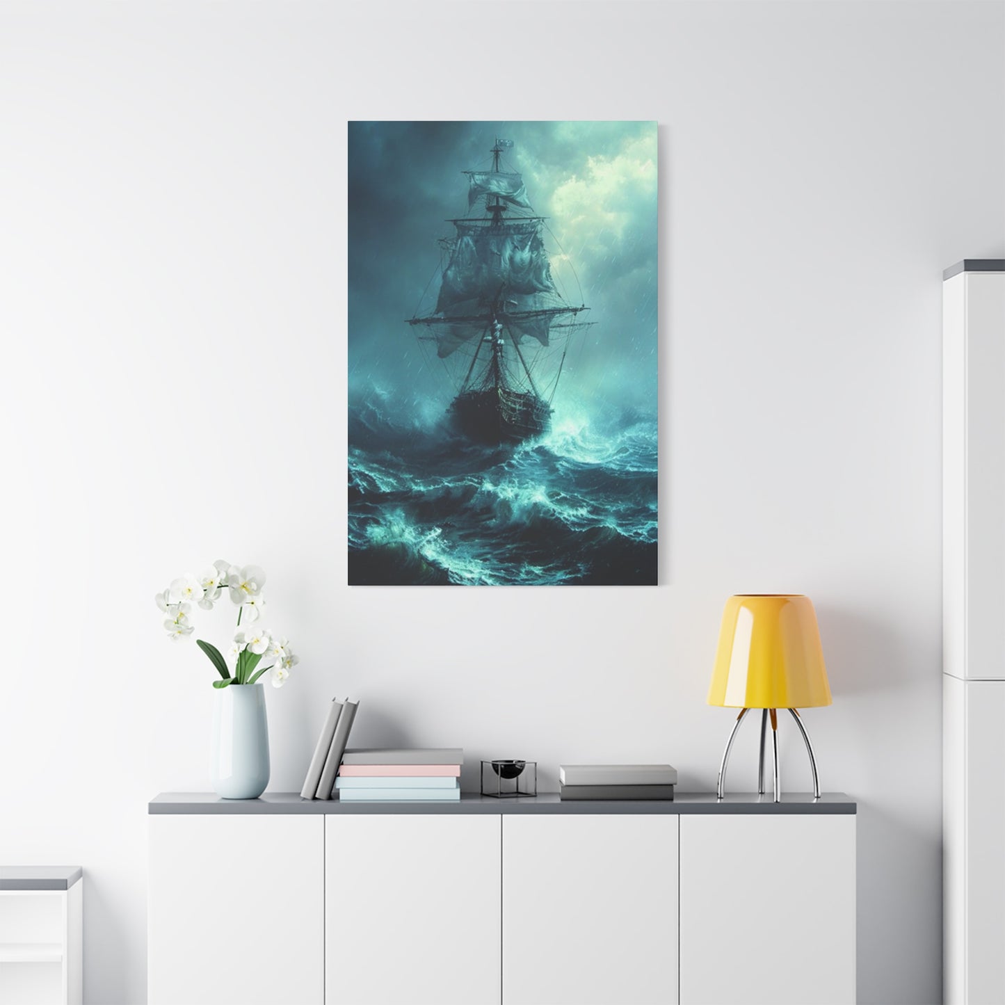 Sailing Ship In Dark Drawing Wall Art & Canvas Prints