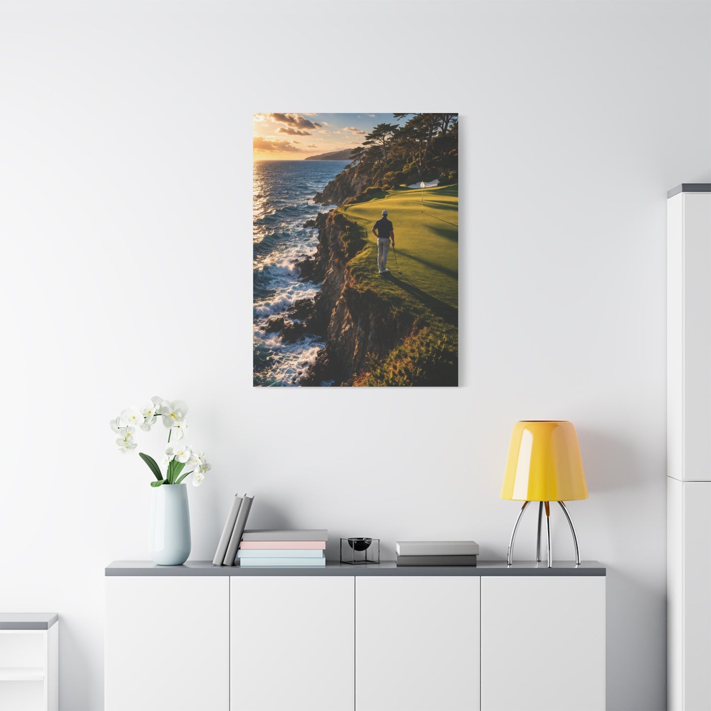 Cliffside Ocean Golf Green Wall Art & Canvas Print