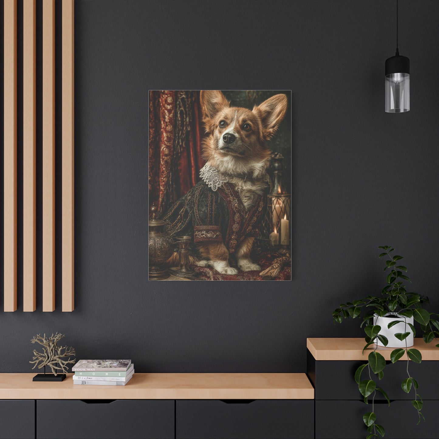 Aristocratic Corgi in Renaissance Attire Wall Art & Canvas Print