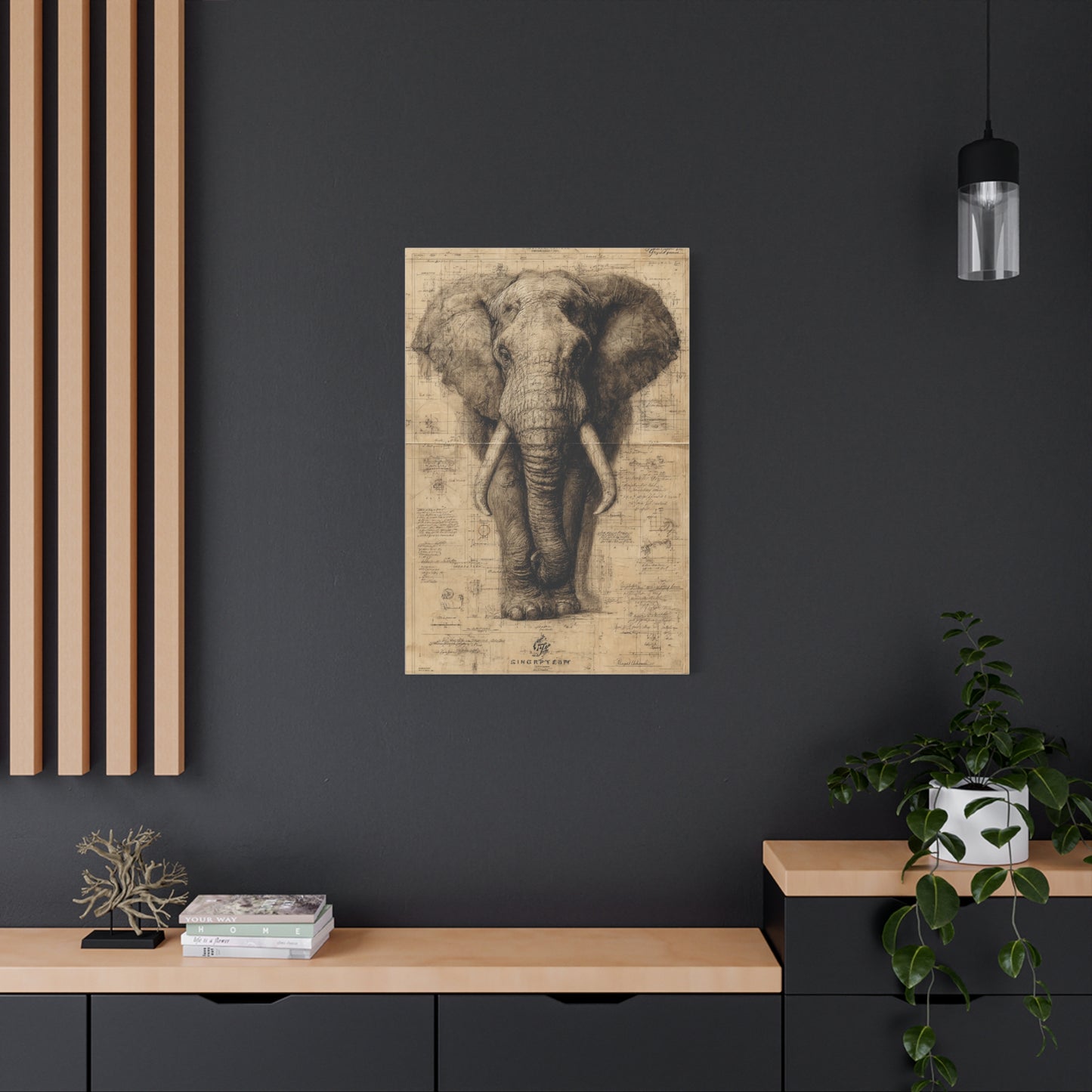 Vintage Elephant Natural History Study Wall Art & Canvas Print