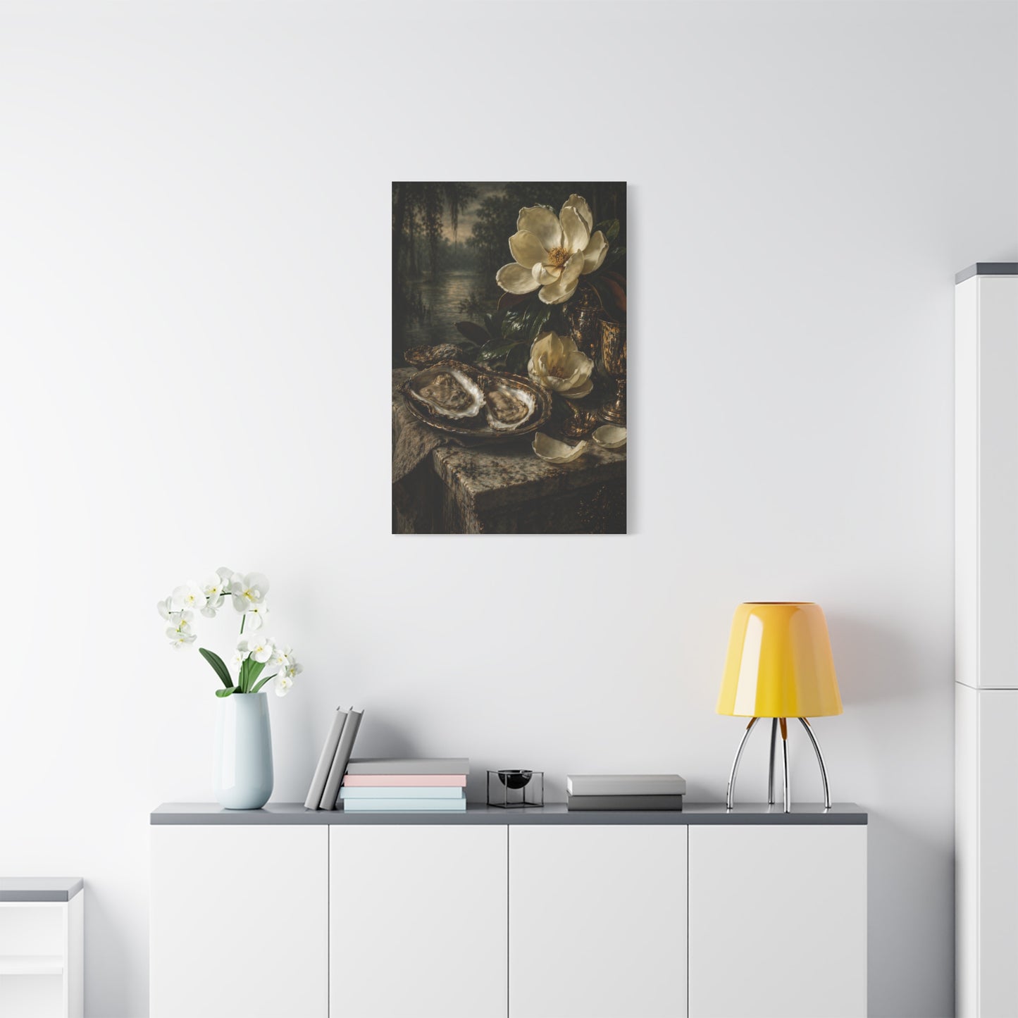 Magnolia & Oyster Still Life Elegance Wall Art & Canvas Print