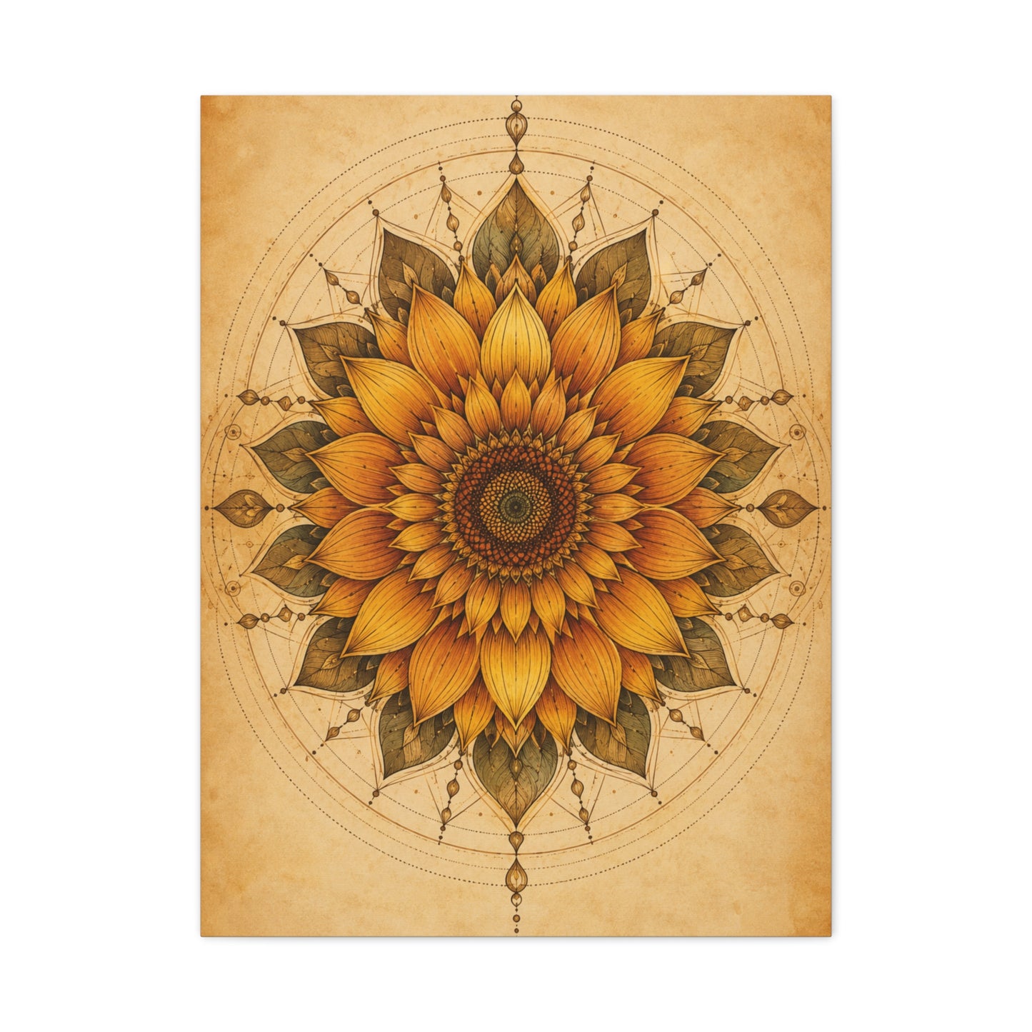 Sacred Sunflower Mandala Wall Art & Canvas Print