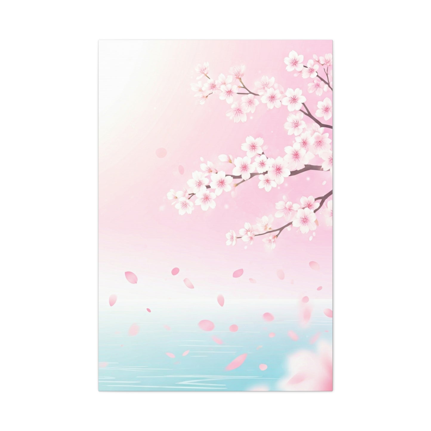 Minimal Sakura Petals Over Calm Water Wall Art & Canvas Prints