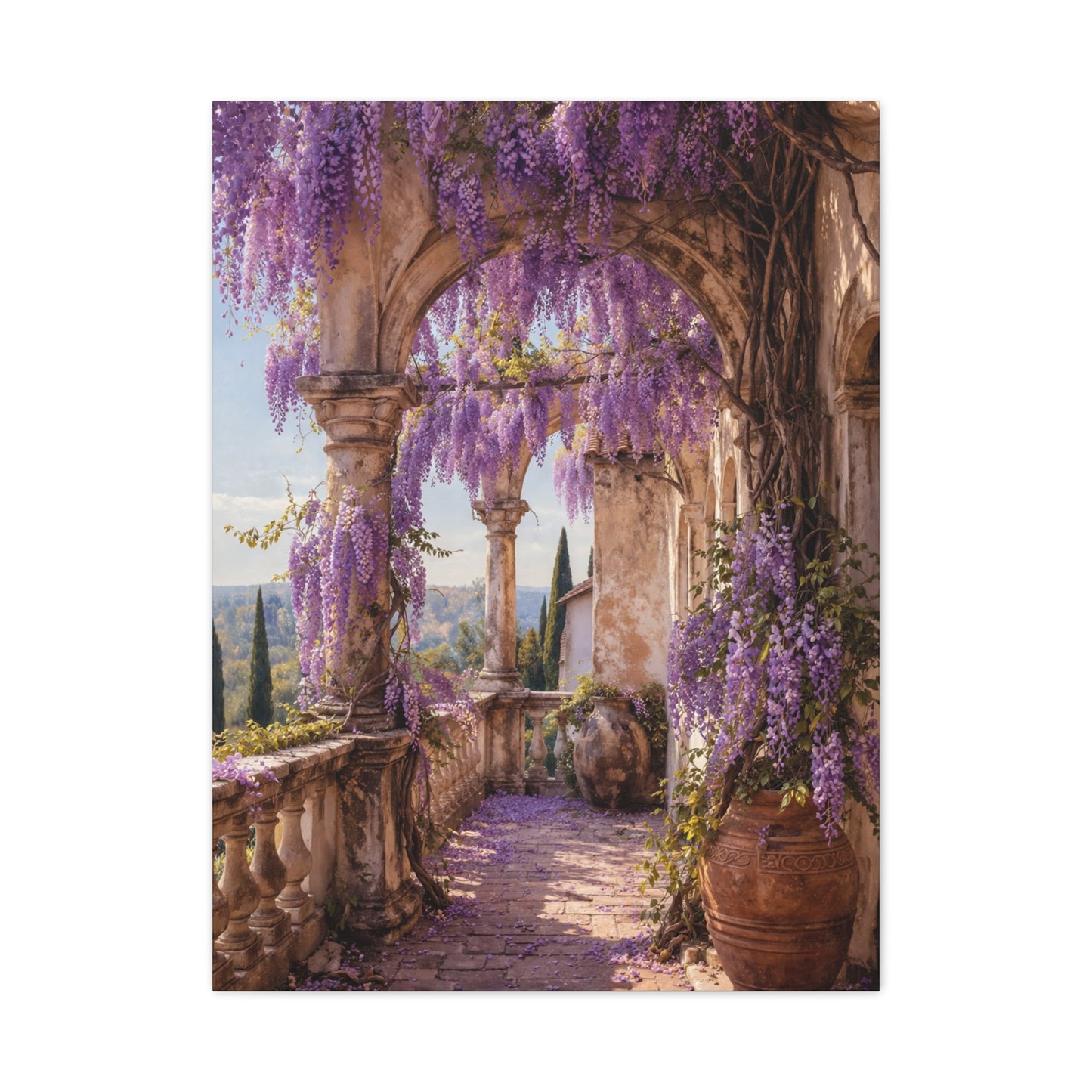 Wisteria Stone Terrace Garden Wall Art & Canvas Print