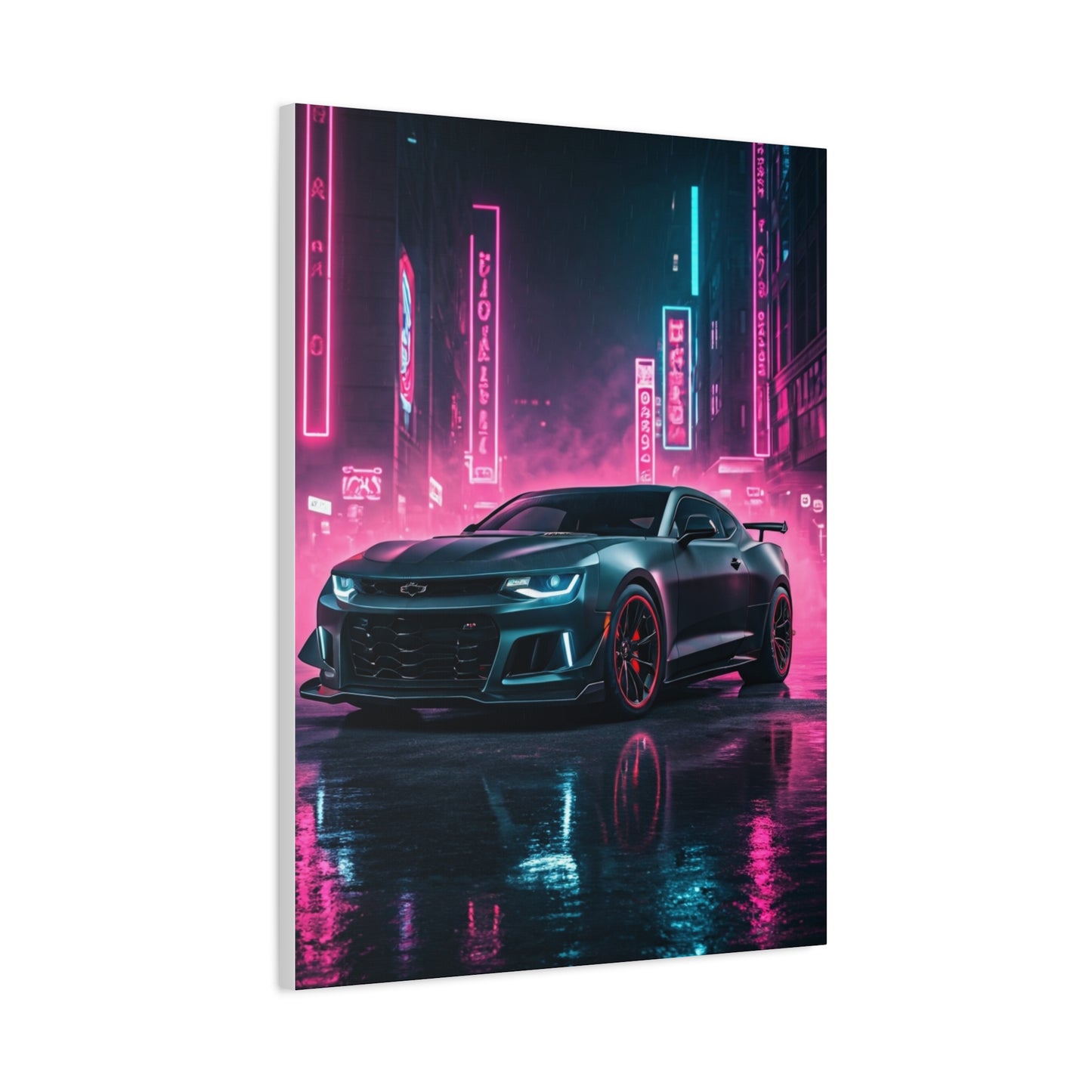 Chevrolet Camaro ZL1 1LE Neon City Background Wall Art & Canvas Prints