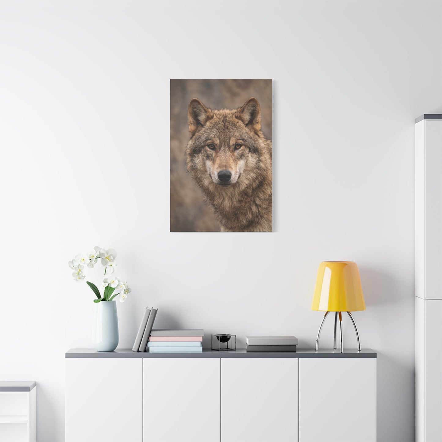Natural Gray Wolf Close Portrait Wall Art & Canvas Print