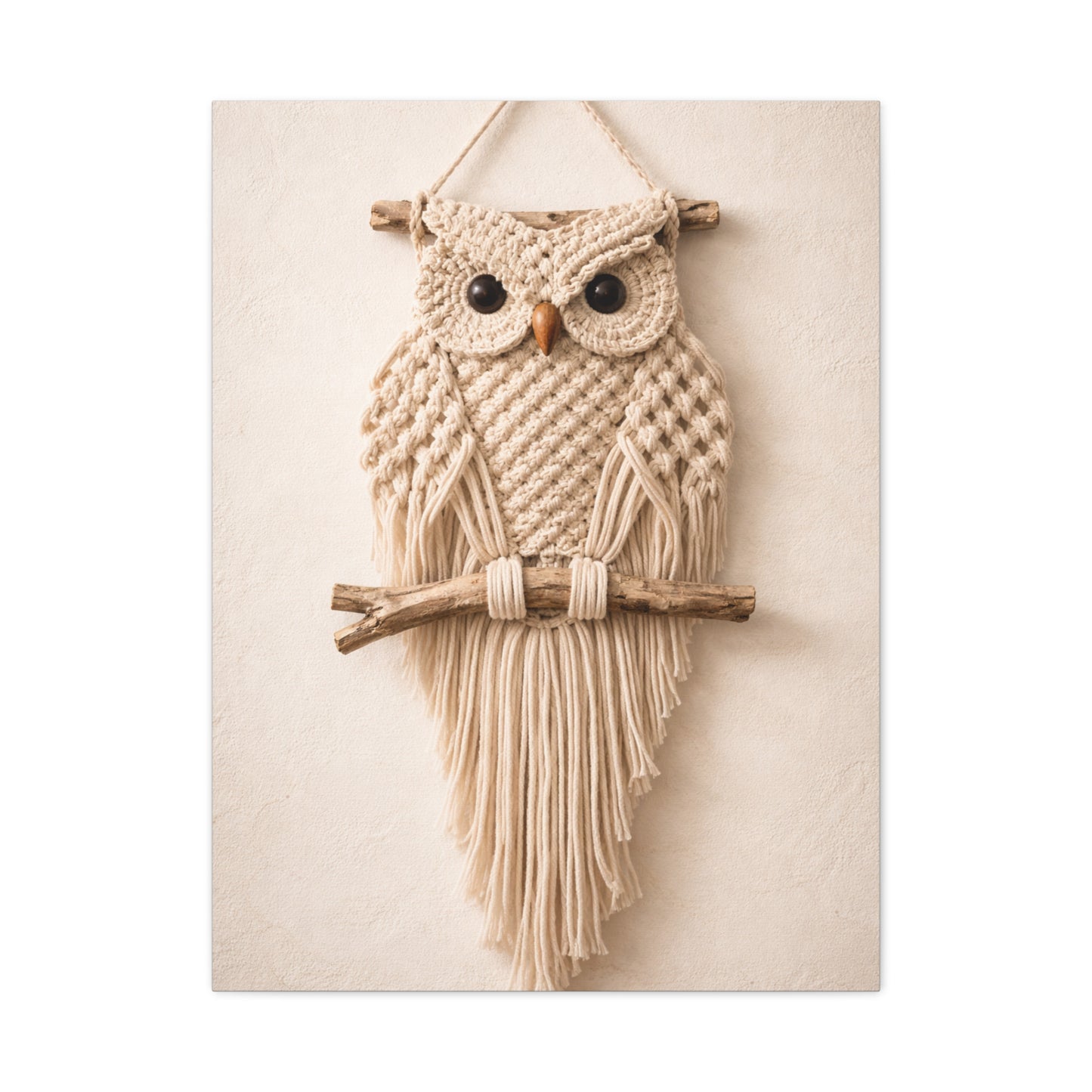 Boho Macrame Owl Textile Wall Art & Canvas Print