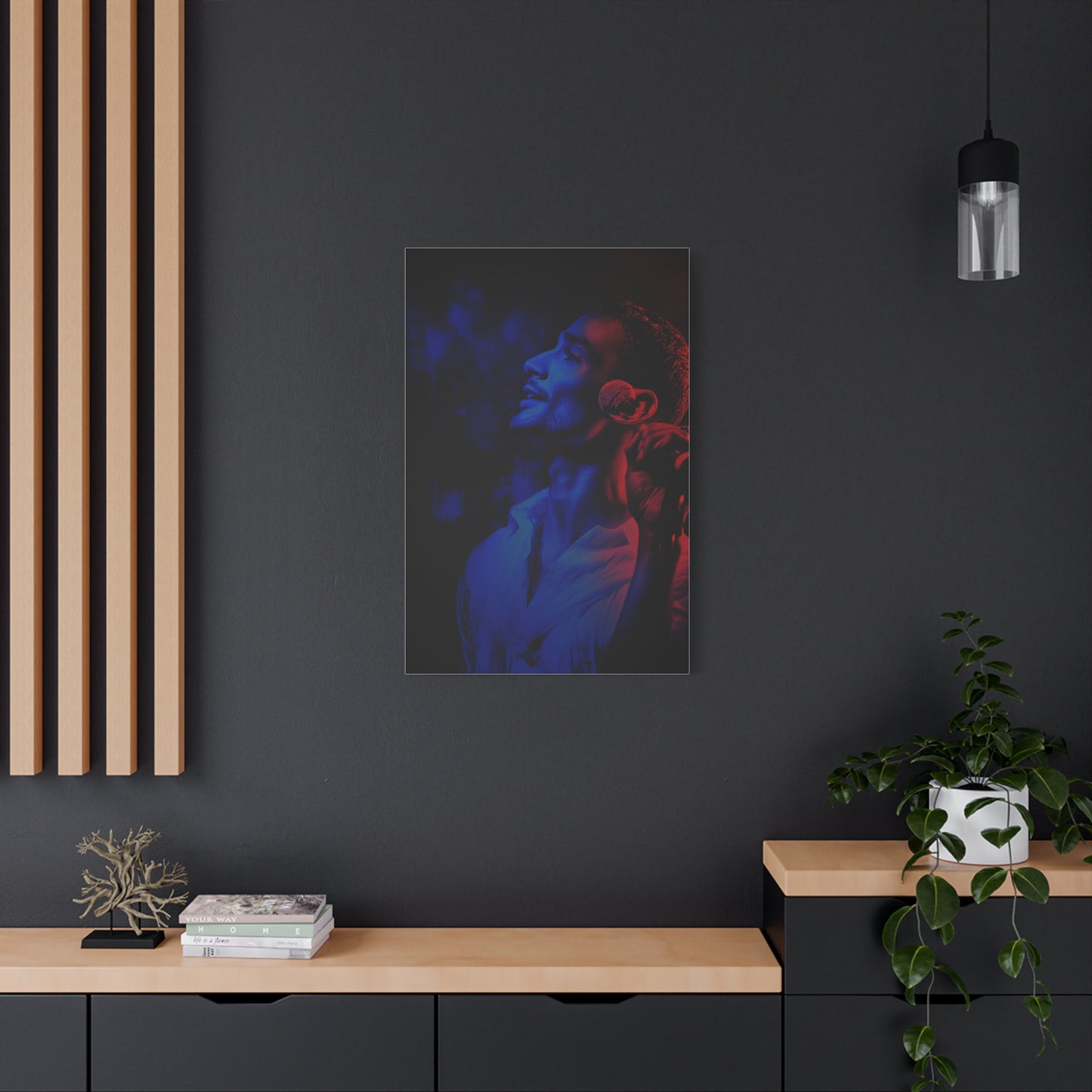 Monochrome Singer Stage Light Portrait Wall Art & Canvas Print