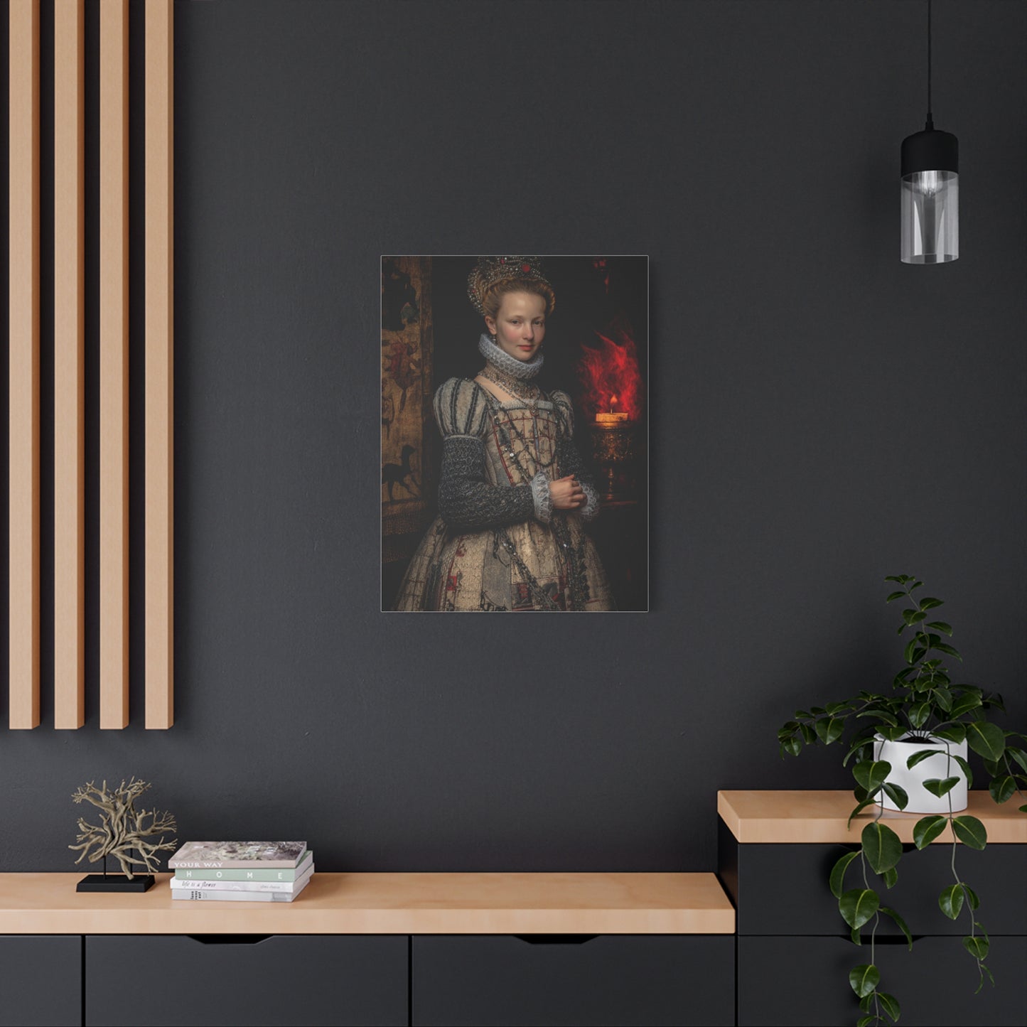 Renaissance Queen in Candlelit Court Portrait Wall Art & Canvas Print