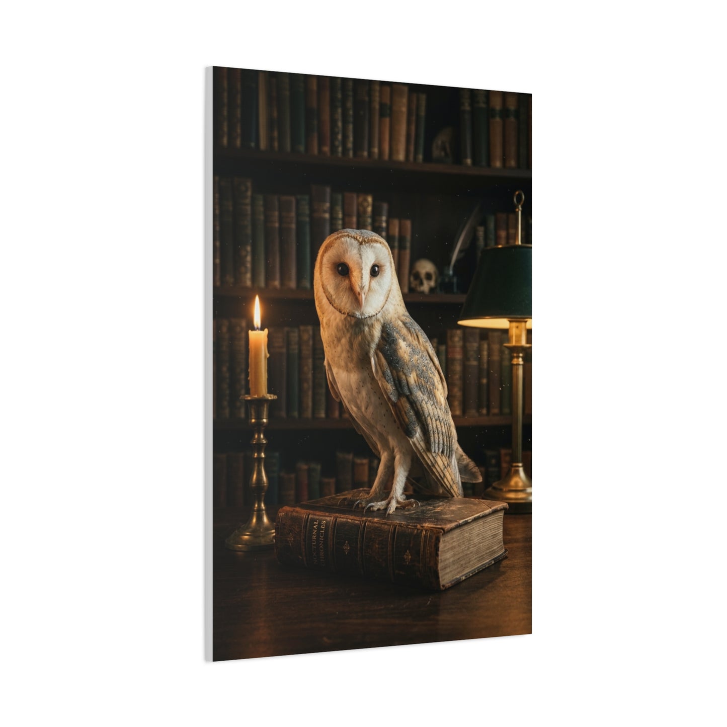 Classic Majestic Barn Owl Library Portrait Wall Art & Canvas Print
