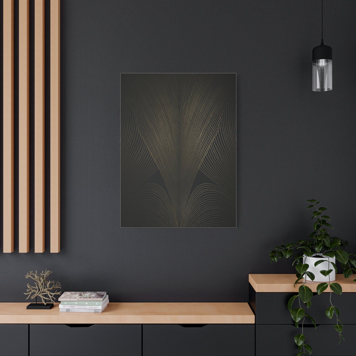 Black and Gold Deco Wave Pattern Wall Art & Canvas Prints