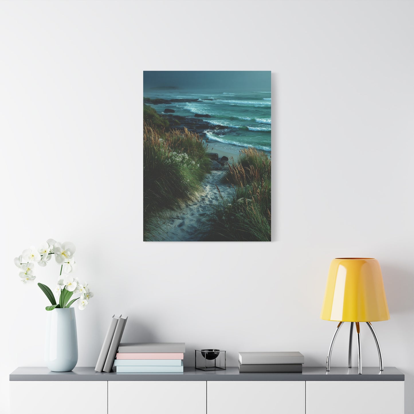 Green Coastal Dune Path Serenity Wall Art & Canvas Print