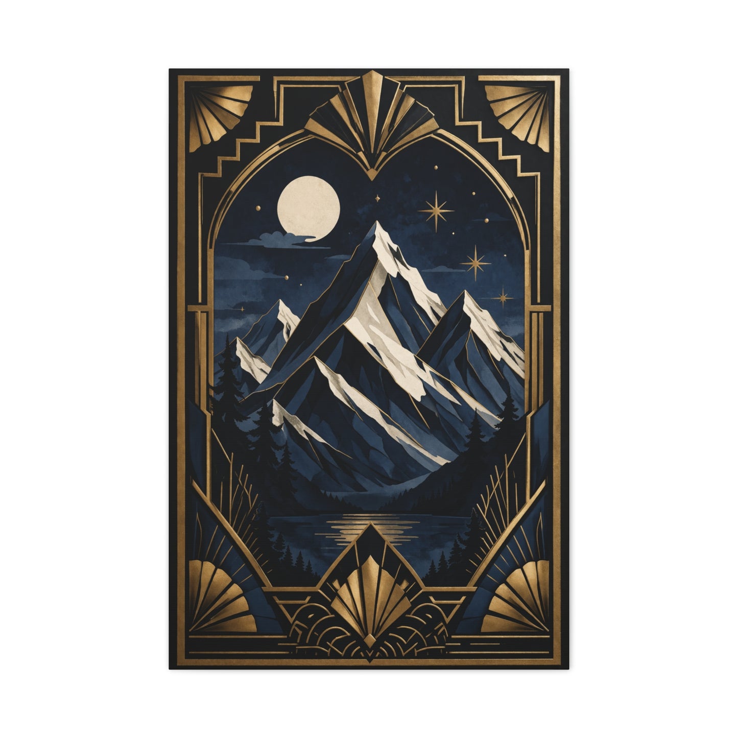 Art Deco Alpine Night Skyline Wall Art & Canvas Print