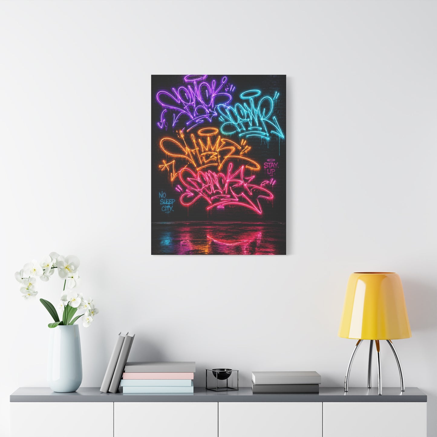 Neon Graffiti Tags Urban Glow Street Wall Art & Canvas Print