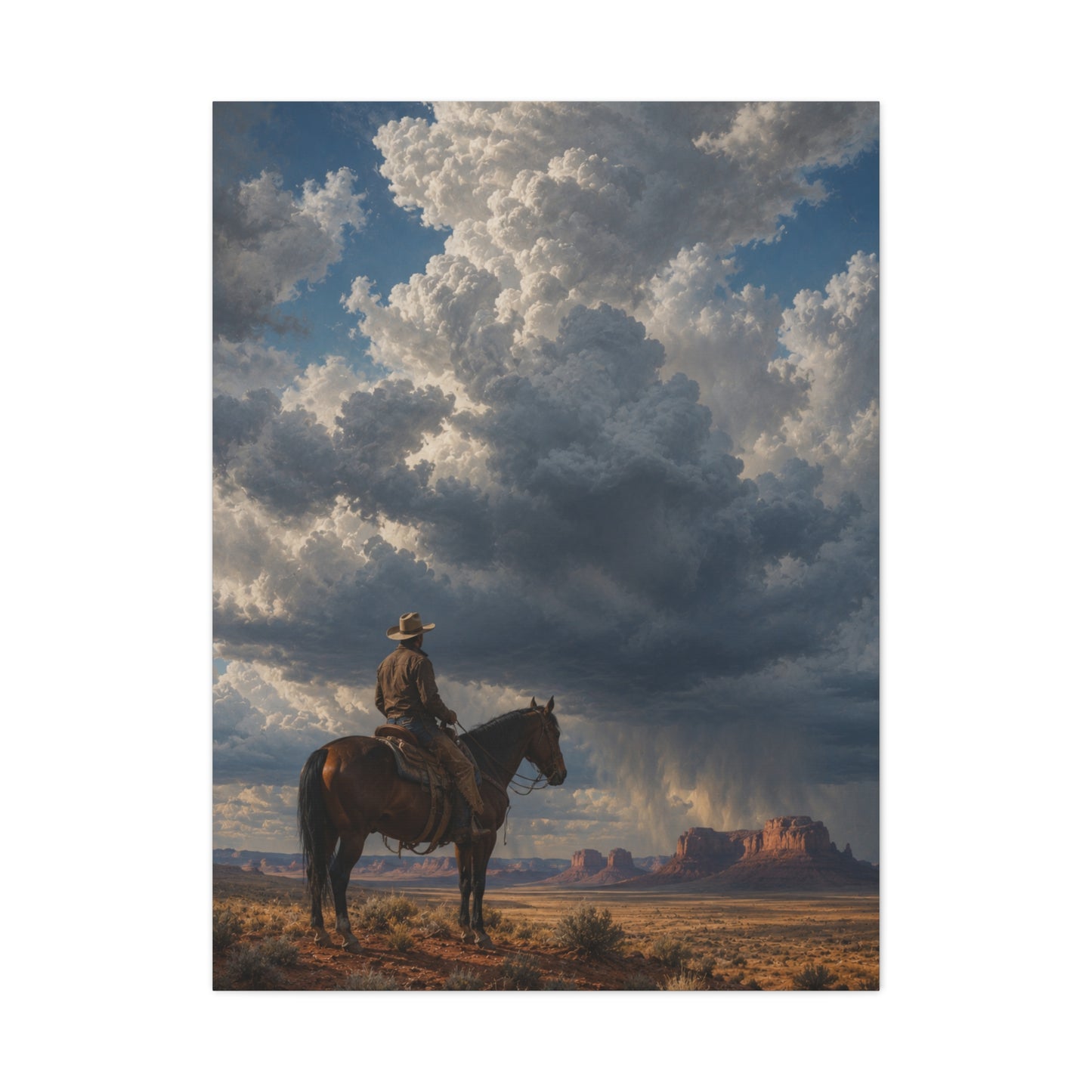 Cowboy Storm Horizon Monument Scene Wall Art & Canvas Print
