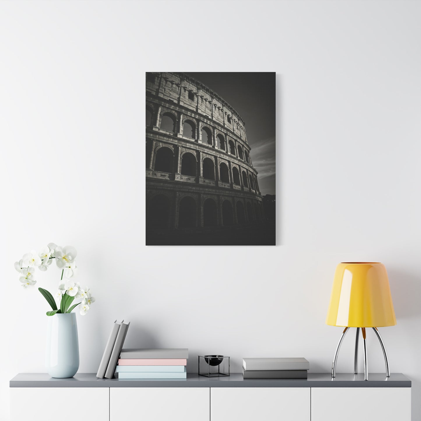 Roman Colosseum Architectural Black & White Wall Art & Canvas Print