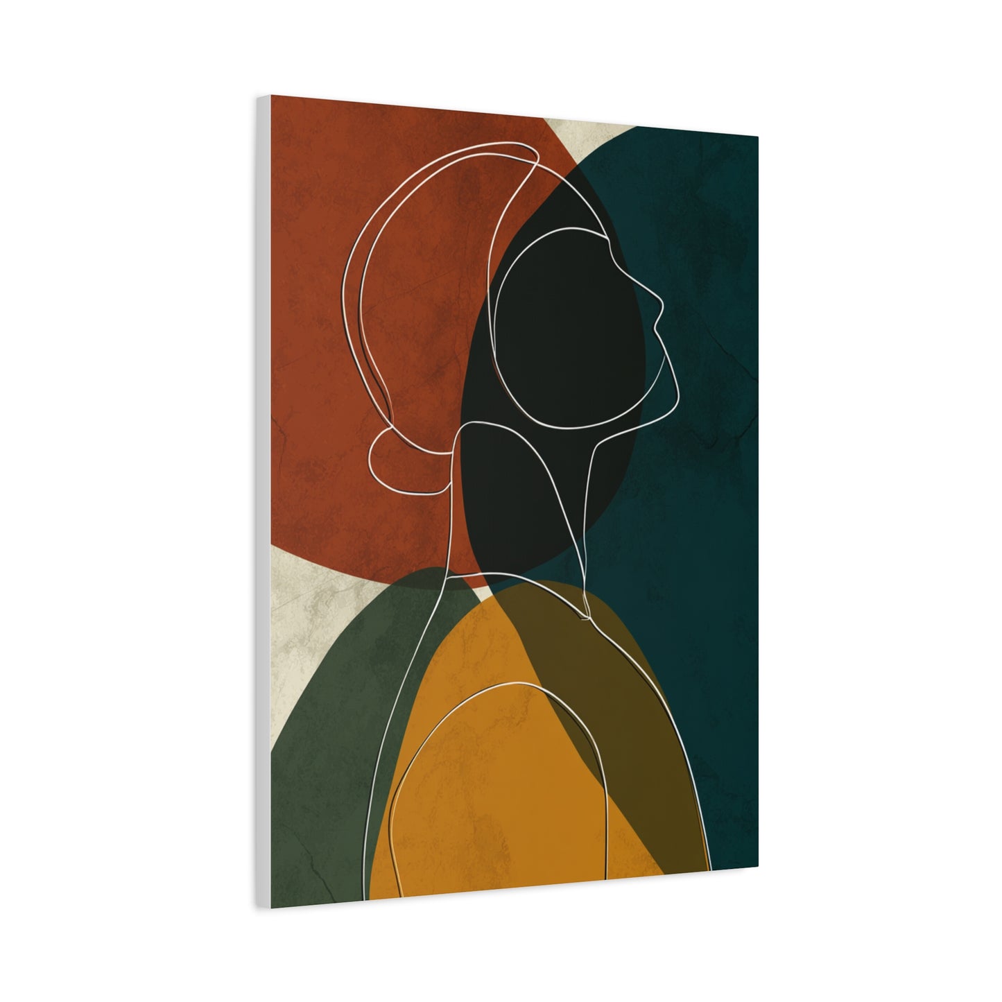 Minimalist Line Portrait with Modern Color Shapes Wall Art & Canvas Print