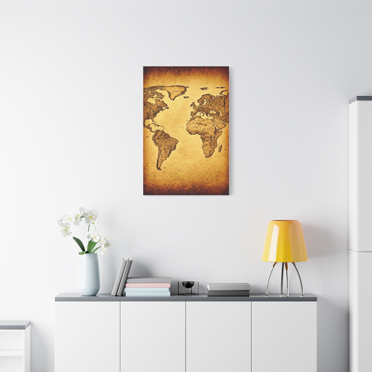 Vintage Portrait Sketch Map Background Wall Art & Canvas Print