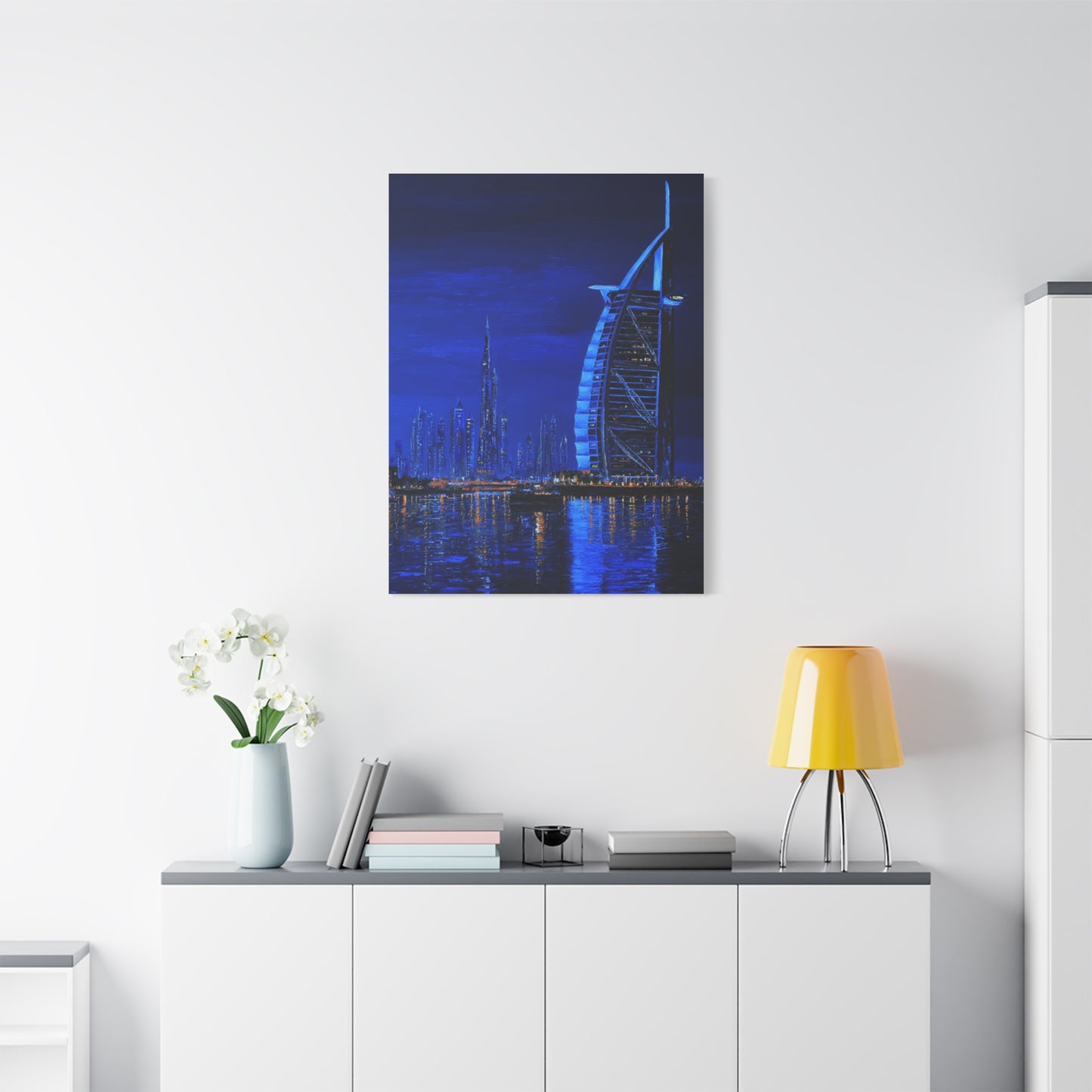 Dubai Skyline Blue Night Luxury Wall Art & Canvas Print