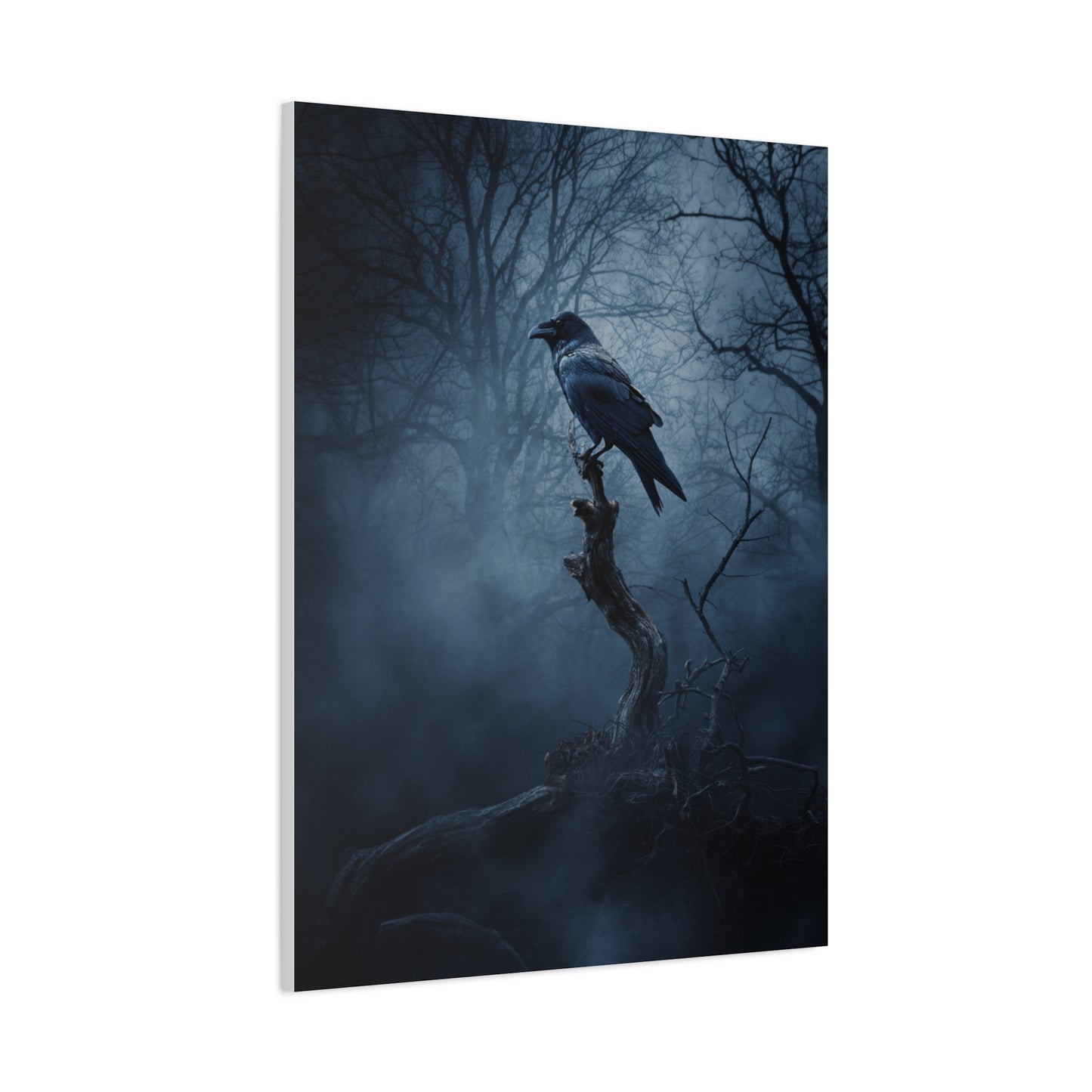 Solitary Raven on Twisted Branch Wall Art & Canvas Print