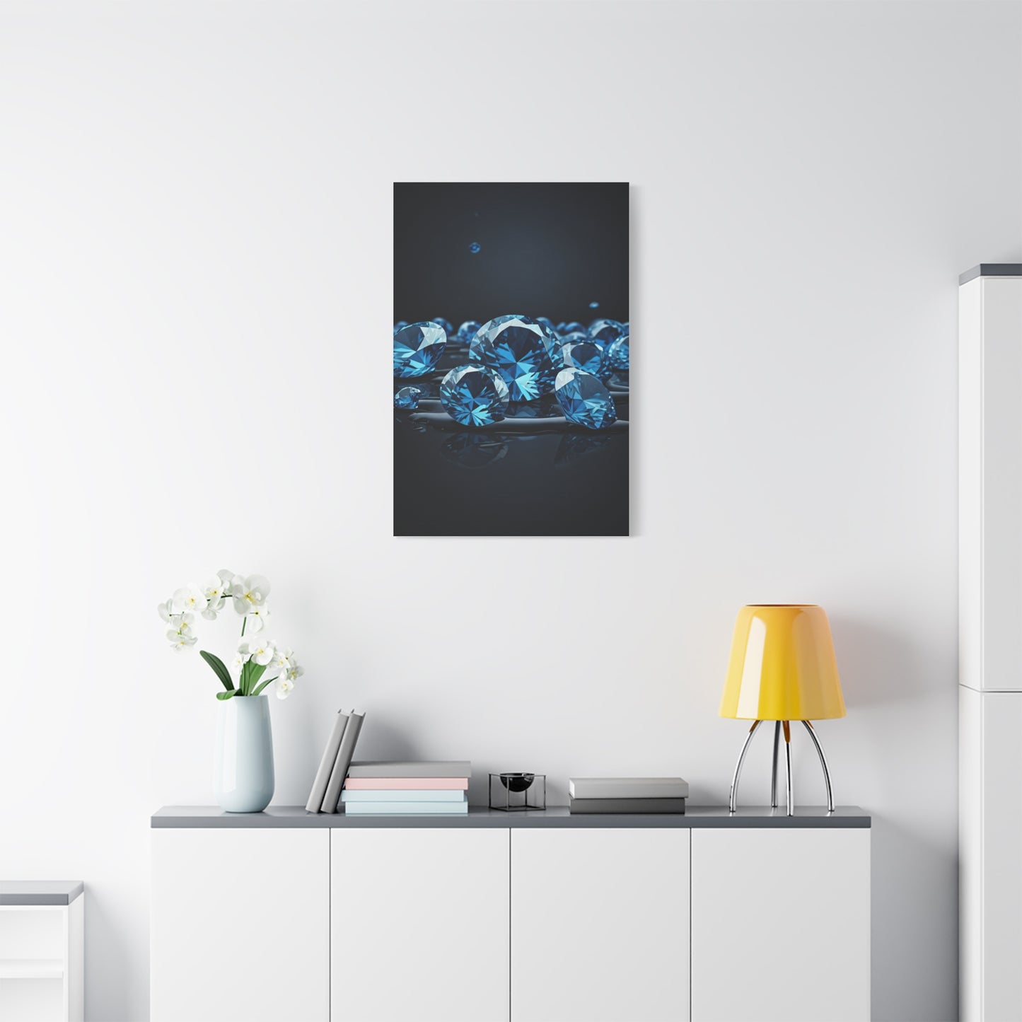 Scattered Blue Diamonds Luxury Wall Art & Canvas Prints