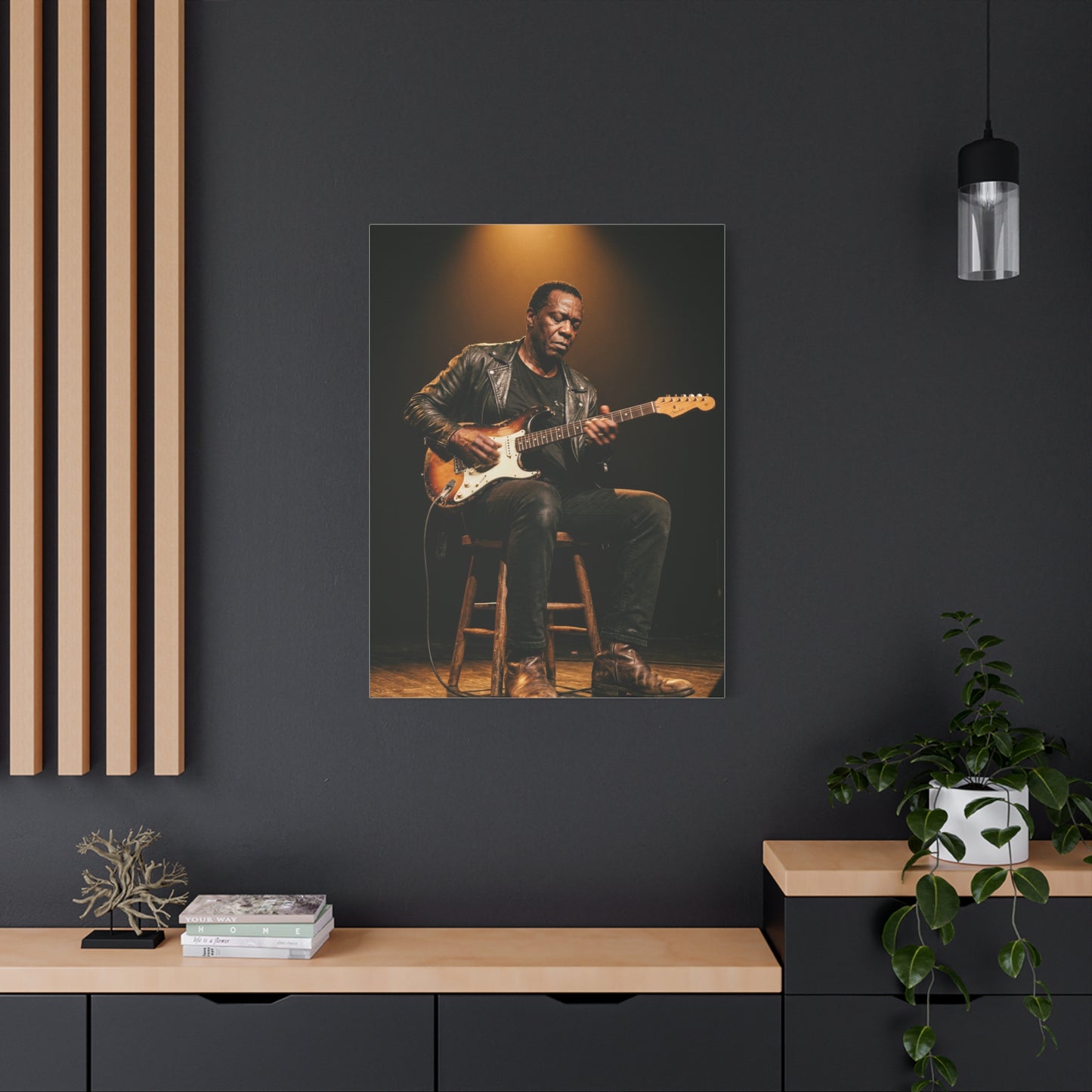 Blues Guitarist Intimate Spotlight Wall Art & Canvas Print