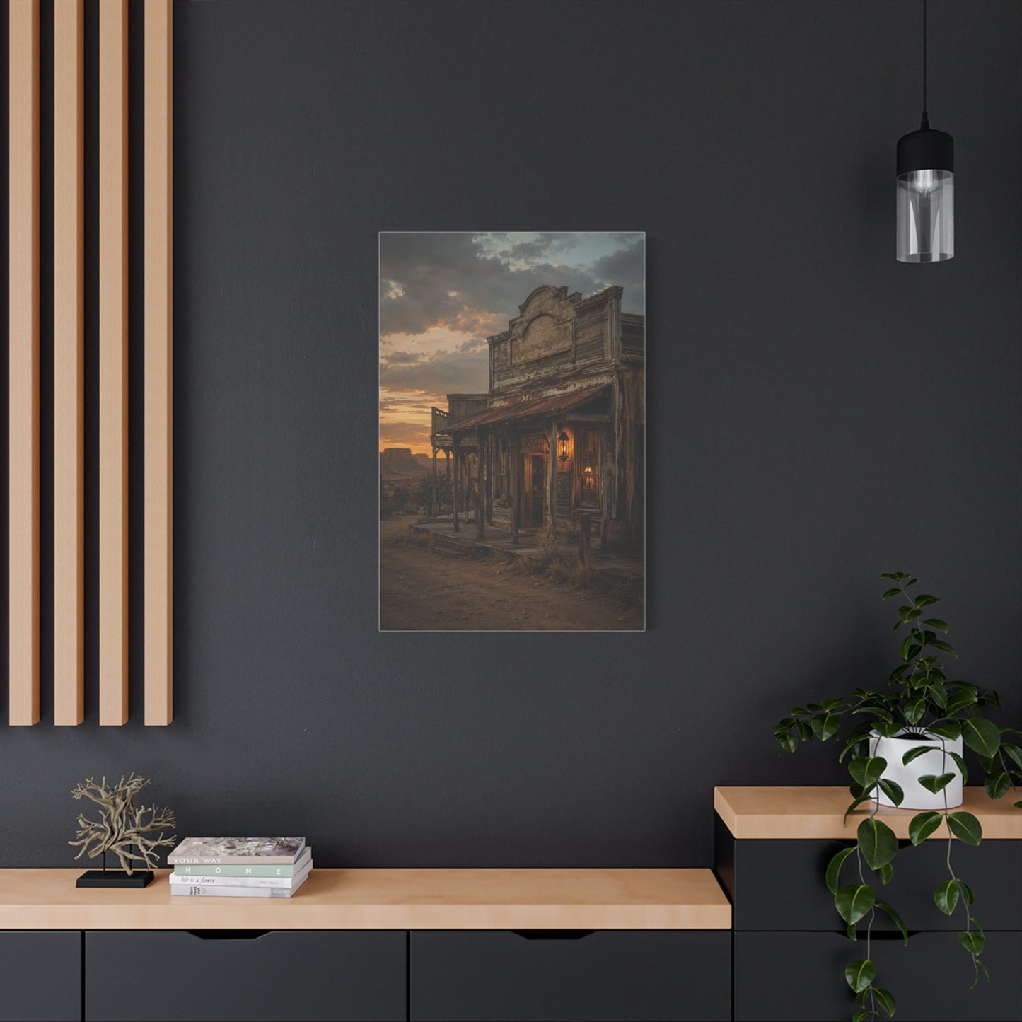 Old Town Western Saloon Exterior Scene Wall Art & Canvas Print