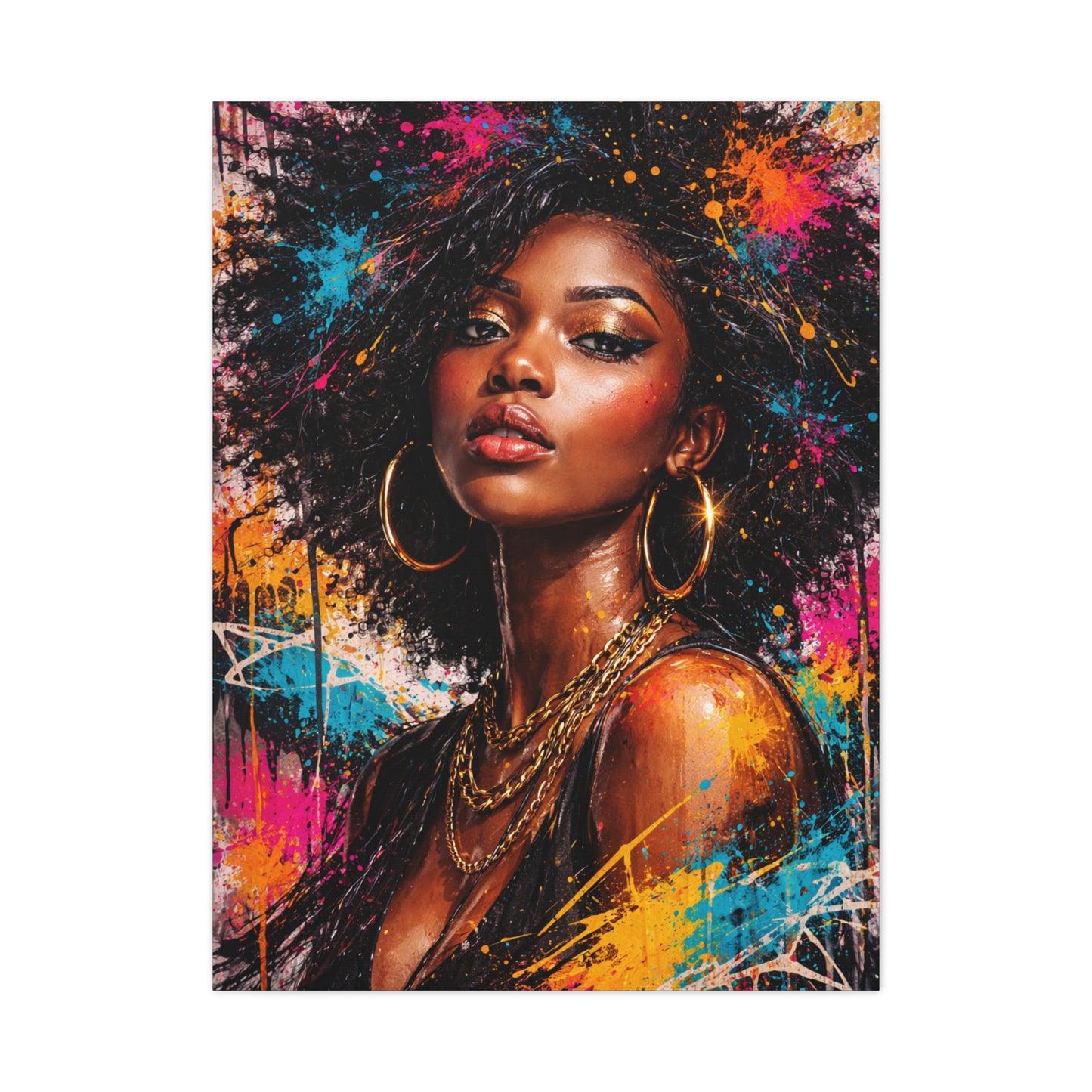 Afrocentric Graffiti-Style Portrait Wall Art & Canvas Print