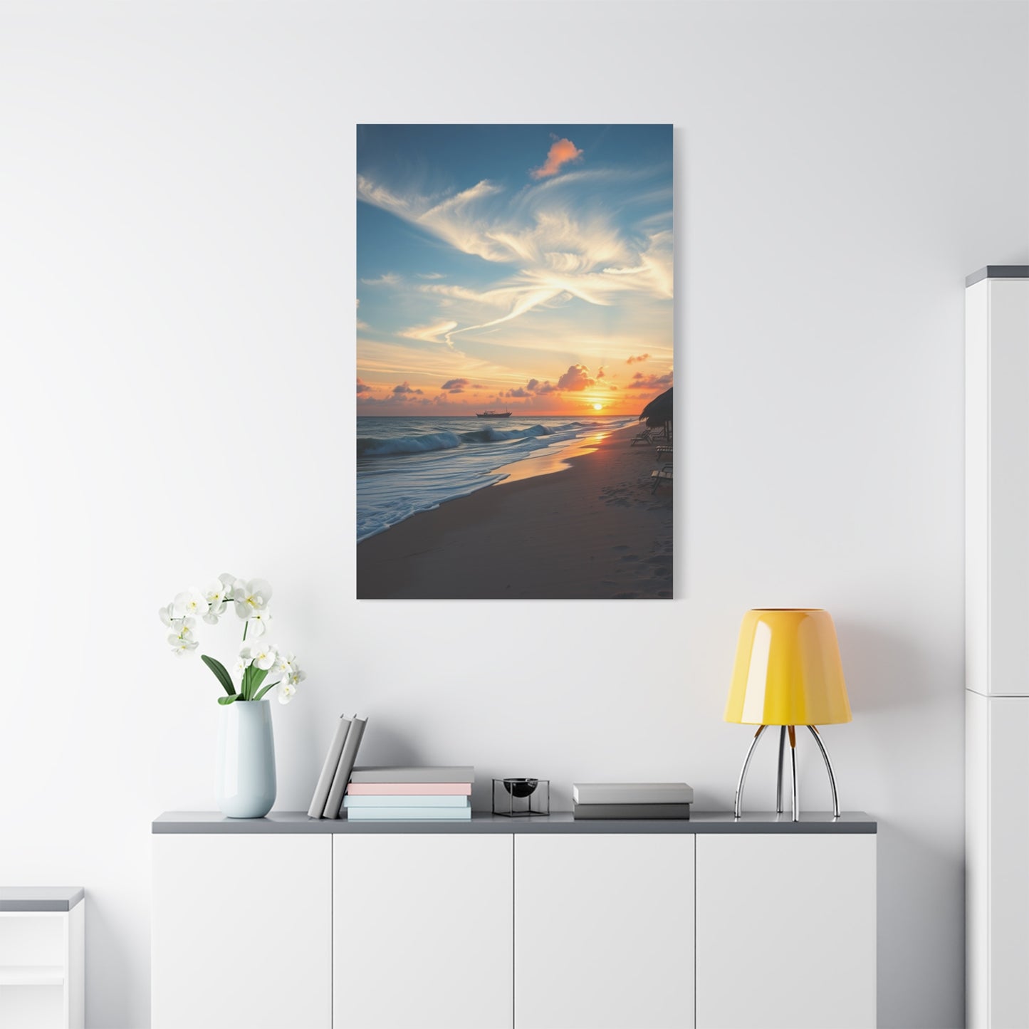 Supreme Beach Sunrise and Sunset Art Collection Wall Art & Canvas Print