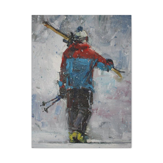 Skier With Ski Board Wall Art & Canvas Prints