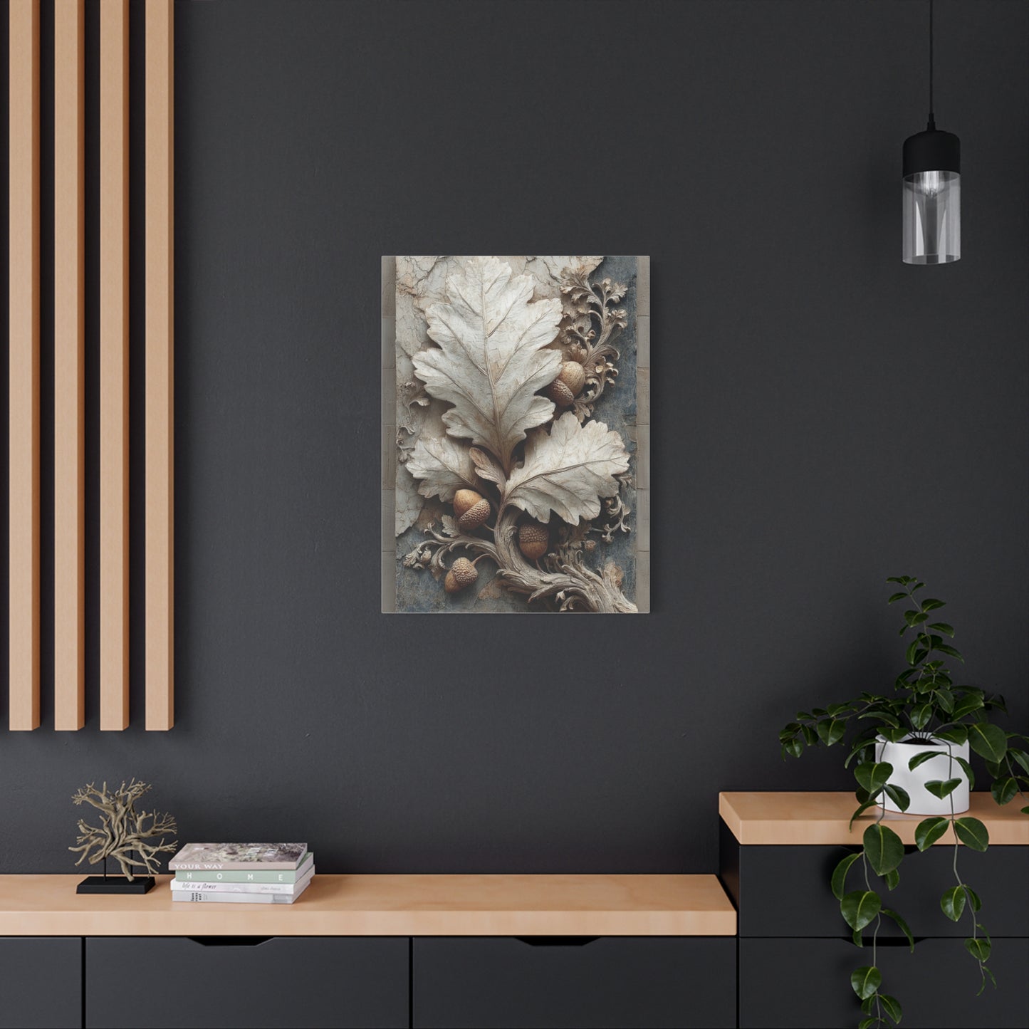 Autumn Oak Leaf Bas-Relief Wall Art & Canvas Print