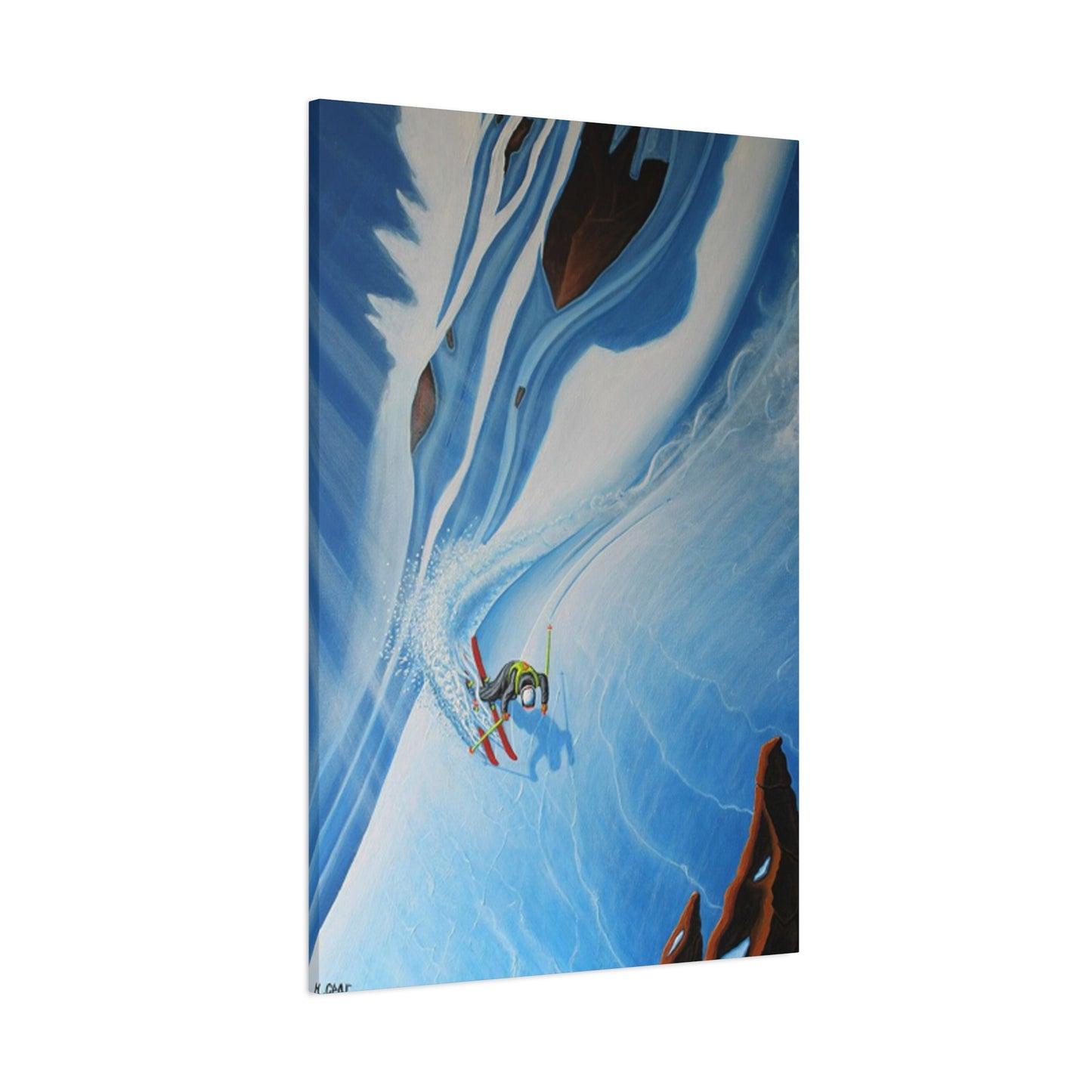 Skiing In Snowy Rocks Wall Art & Canvas Prints