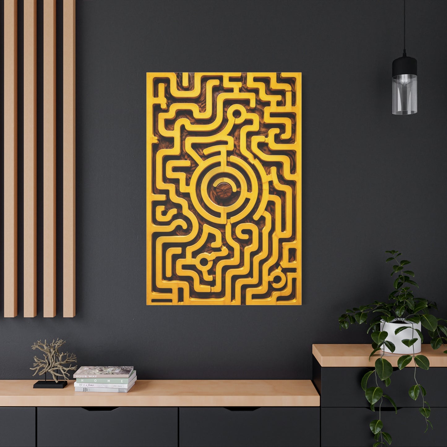 Interactive Yellow Maze Geometric Panel Wall Art & Canvas Print