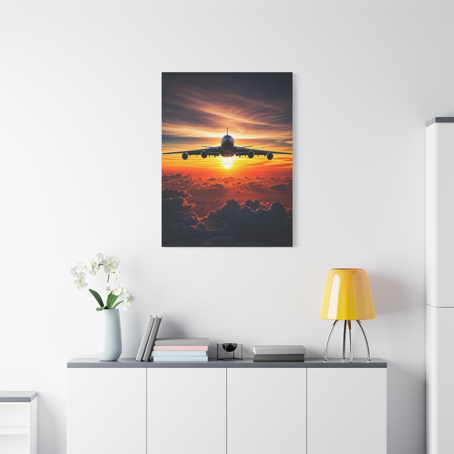 Sunset Flight Above the Clouds Wall Art & Canvas Prints