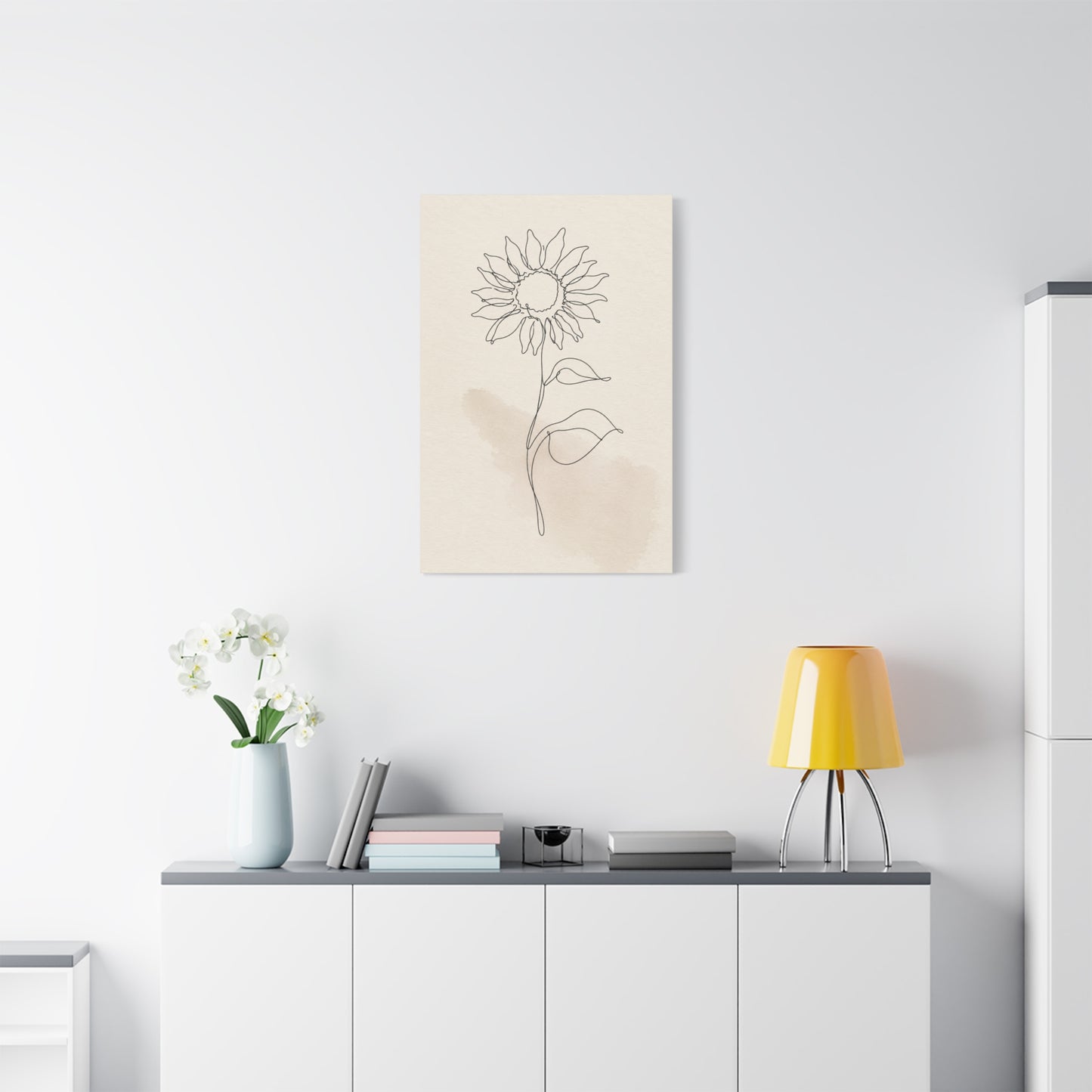 Minimal Line Art Sunflower Wall Art & Canvas Print
