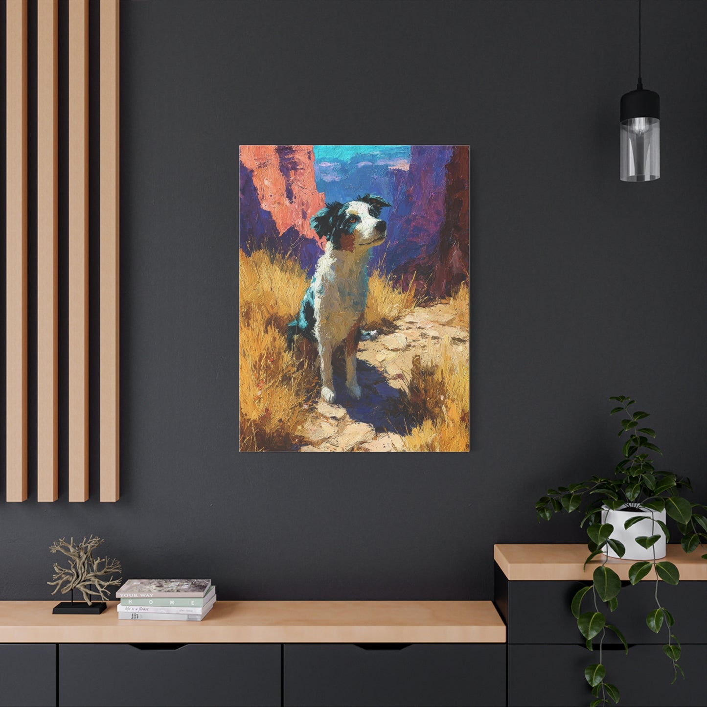Australian Shepherd Desert Canyon Wall Art & Canvas Print