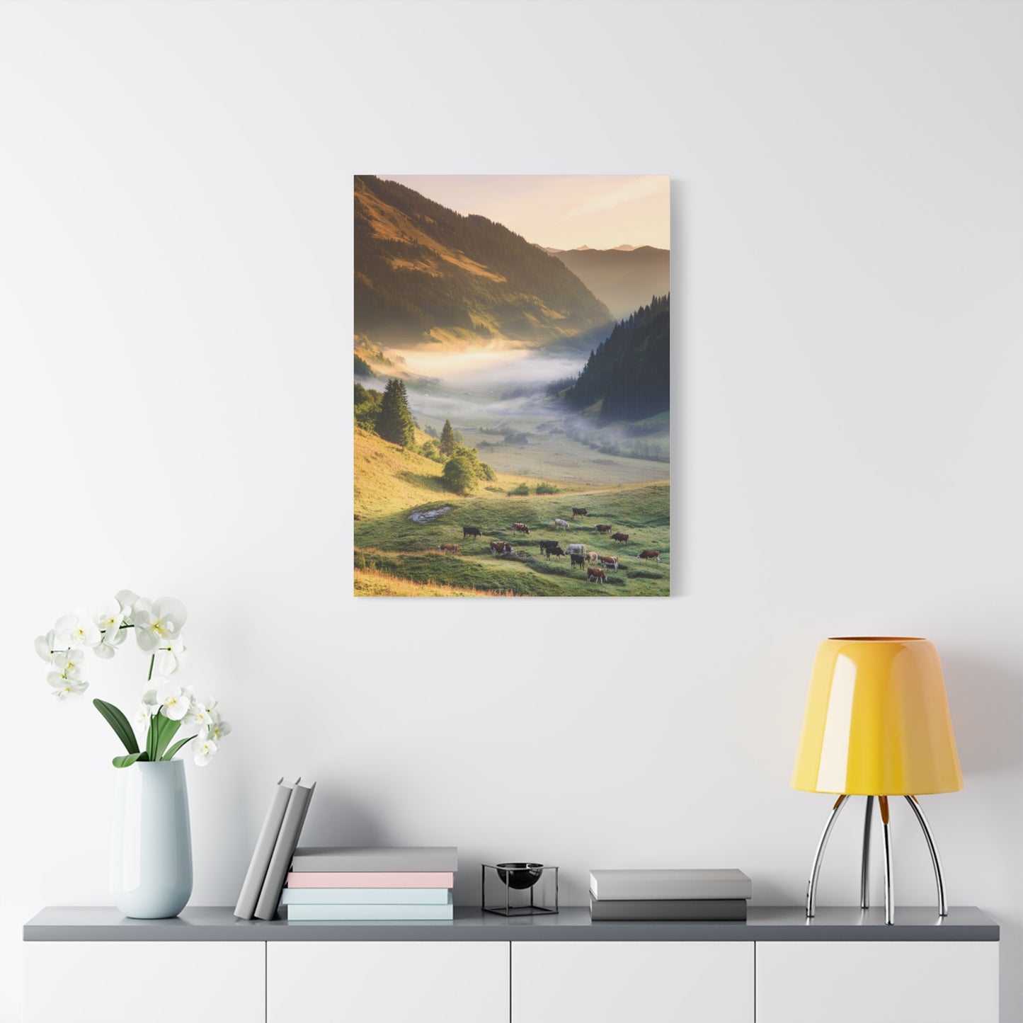 Alpine Valley Morning Pasture Wall Art & Canvas Print