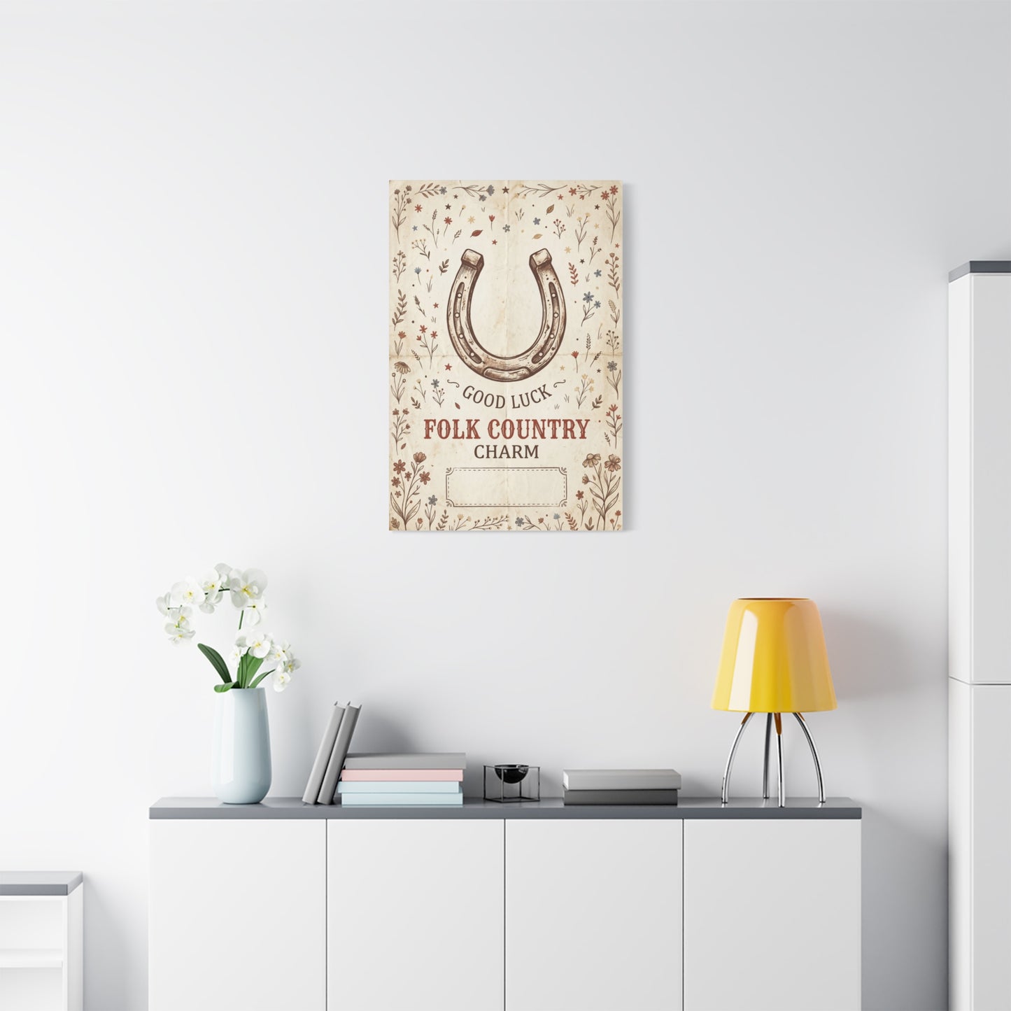 Rustic Horseshoe Folk Charm Poster Wall Art & Canvas Print