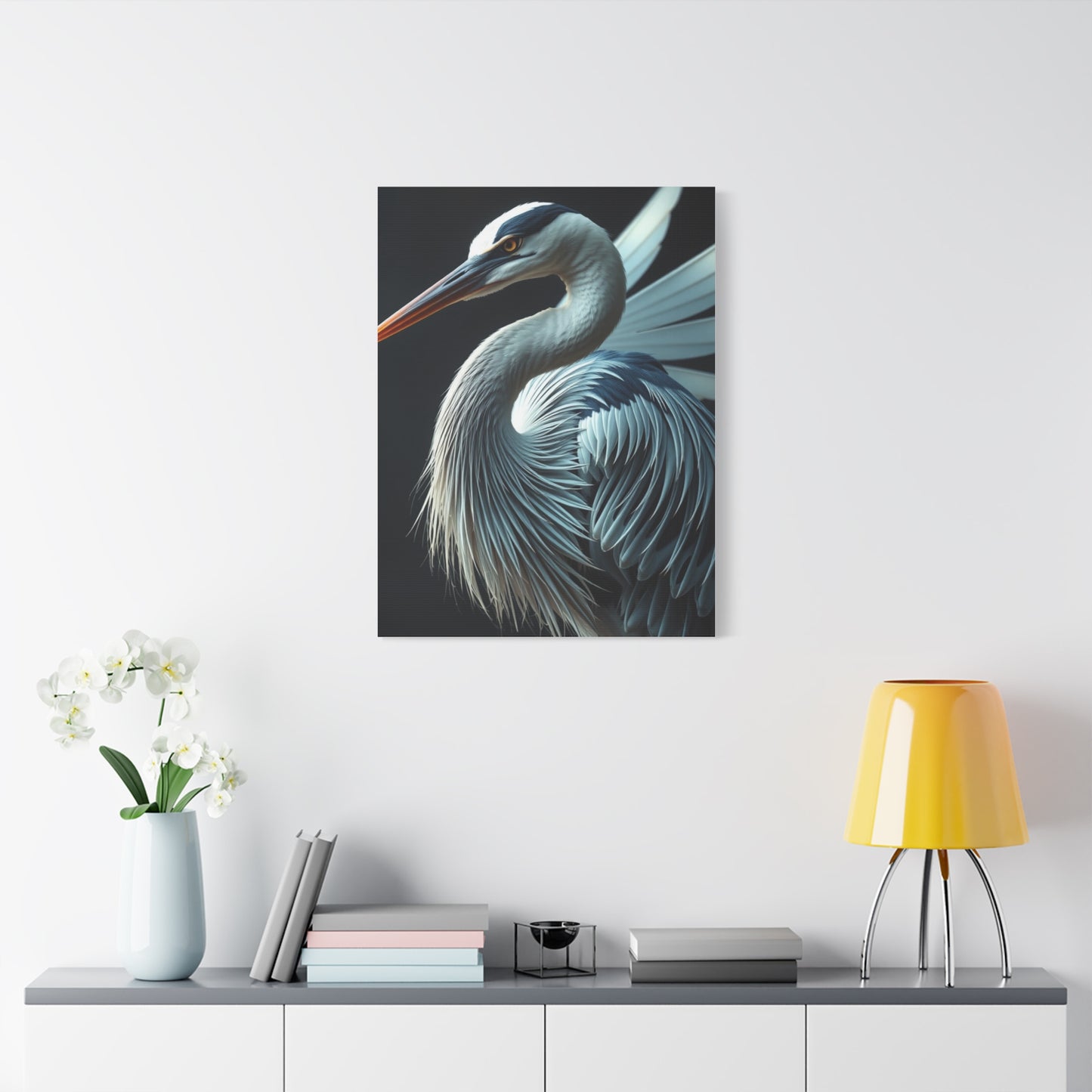 Opulent Heron Tableau wall art & canvas print