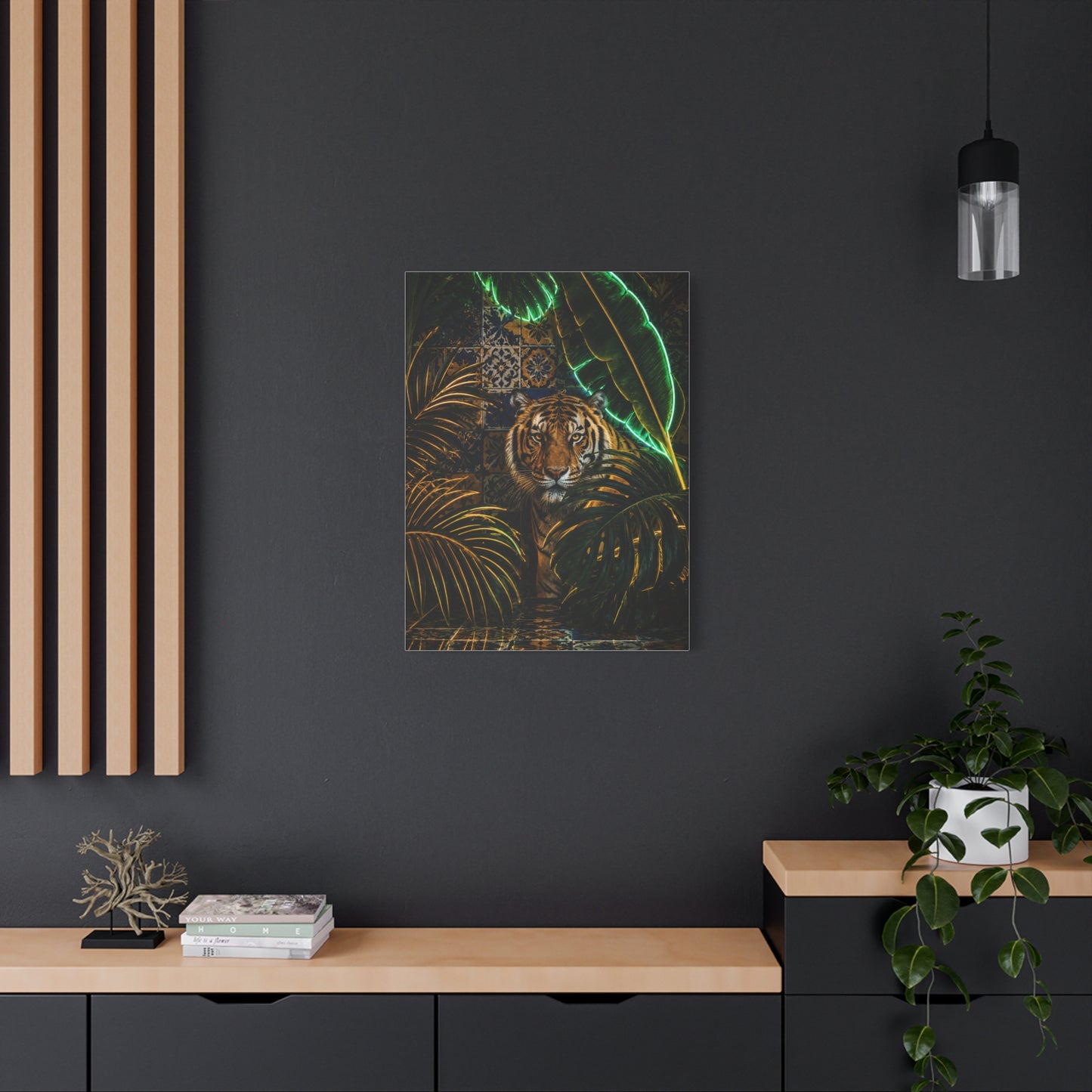 Neon Jungle Tiger Luxe Statement Tropical Wall Art & Canvas Print