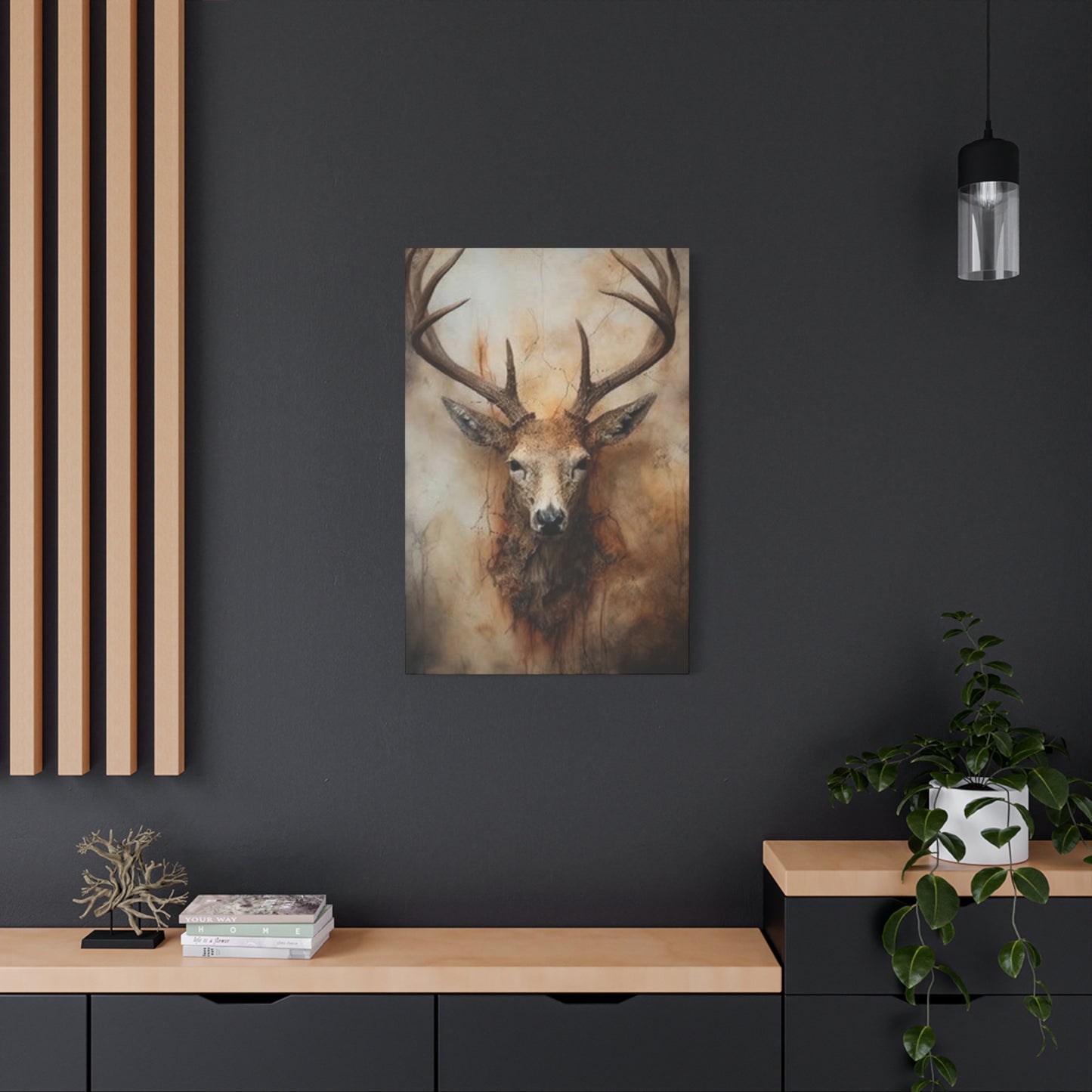 Reindeer Head Painting Wall Art & Canvas Prints