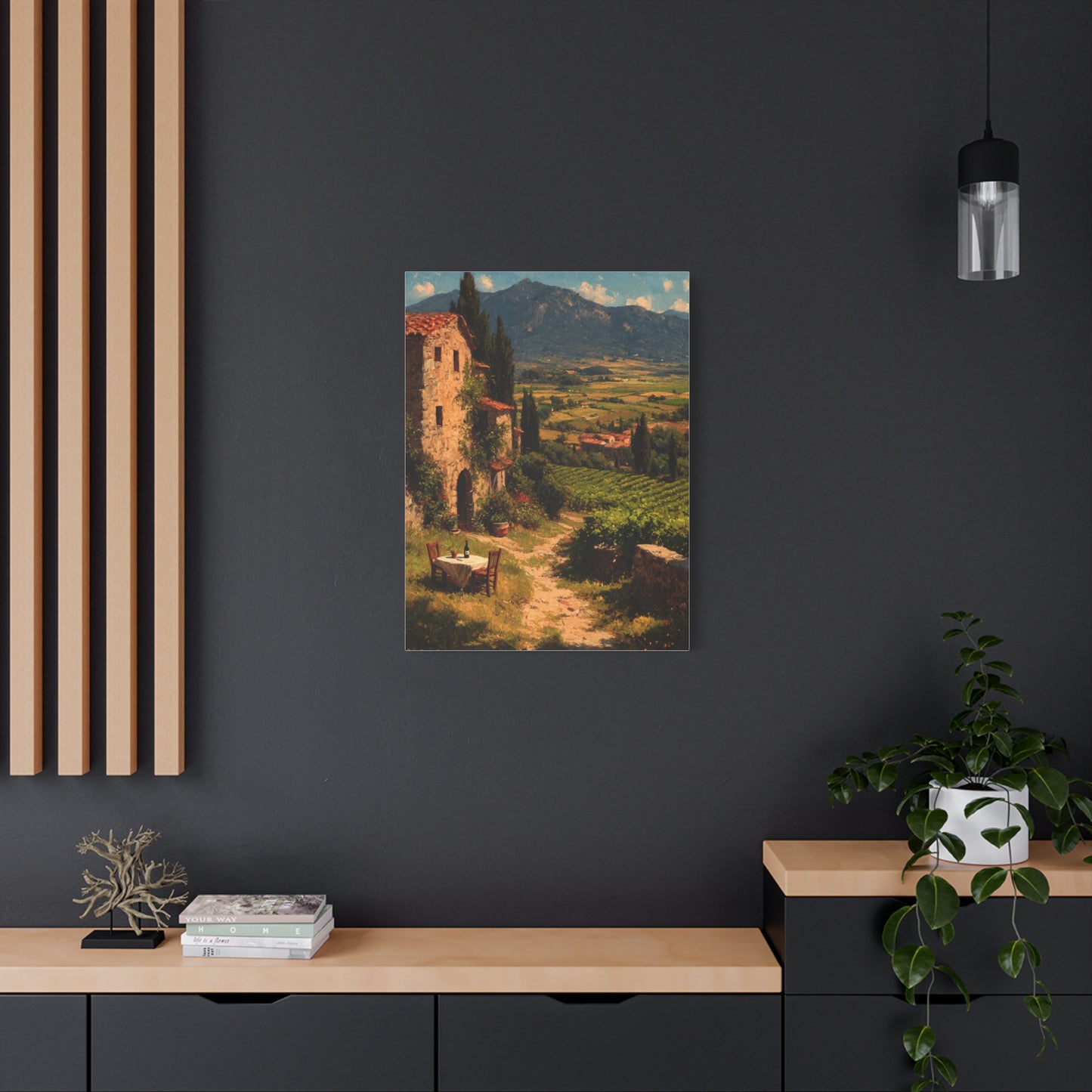 Tuscan Vineyard Farmhouse Lunch Scene Wall Art & Canvas Print