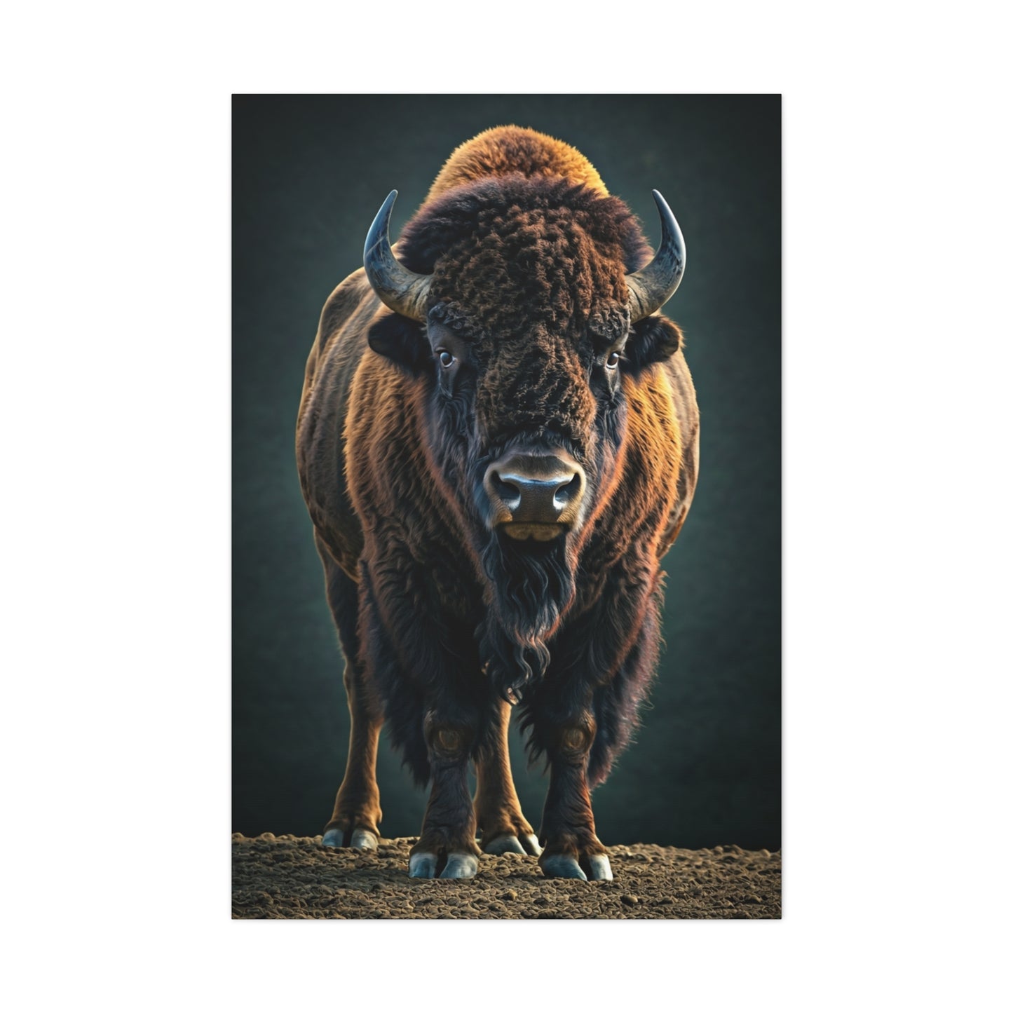 American Bison Emerging from Dust Prairie Wall Art & Canvas Print