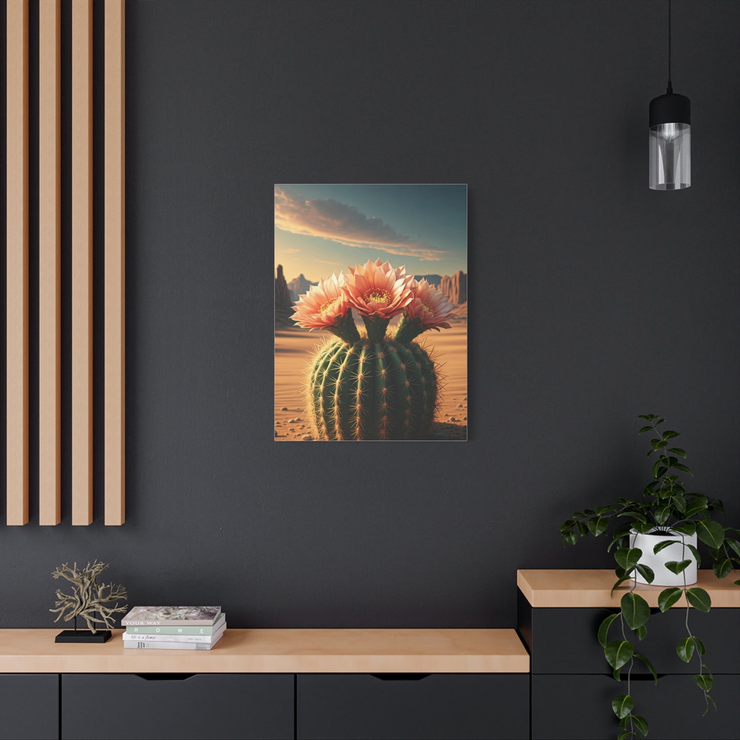 Desert Bloom Barrel Cactus Landscape Wall Art & Canvas Prints