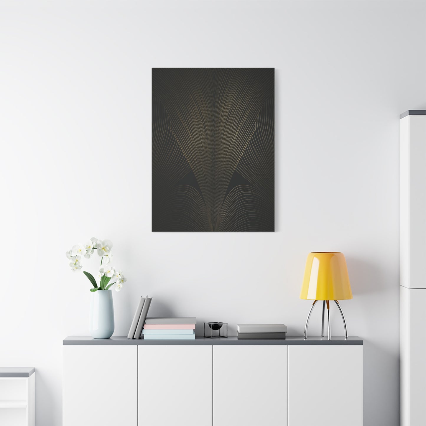 Black and Gold Deco Wave Pattern Wall Art & Canvas Prints