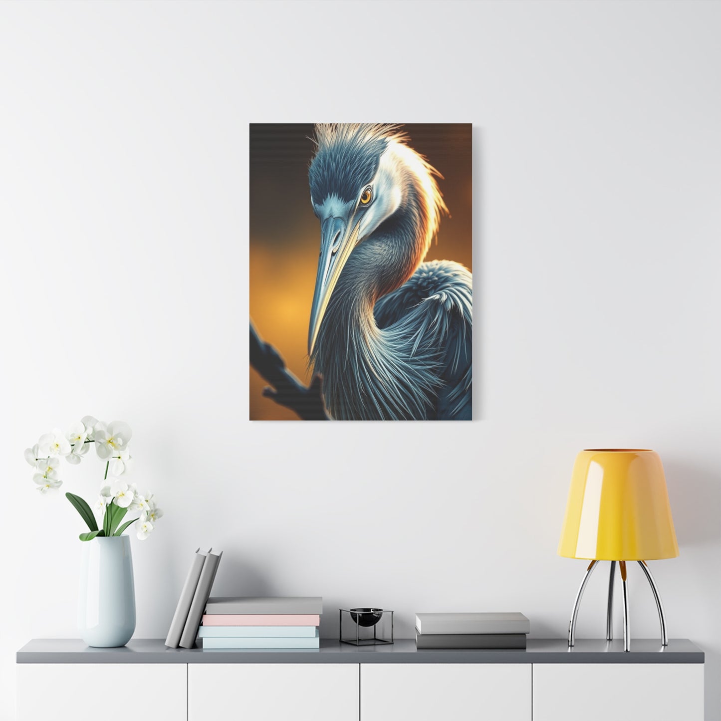 Ethereal Heron Masterpiece wall art & canvas print