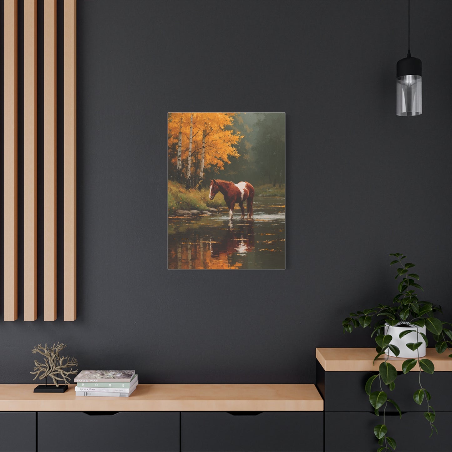 Painted Autumn Horse Landscape Wall Art & Canvas Print