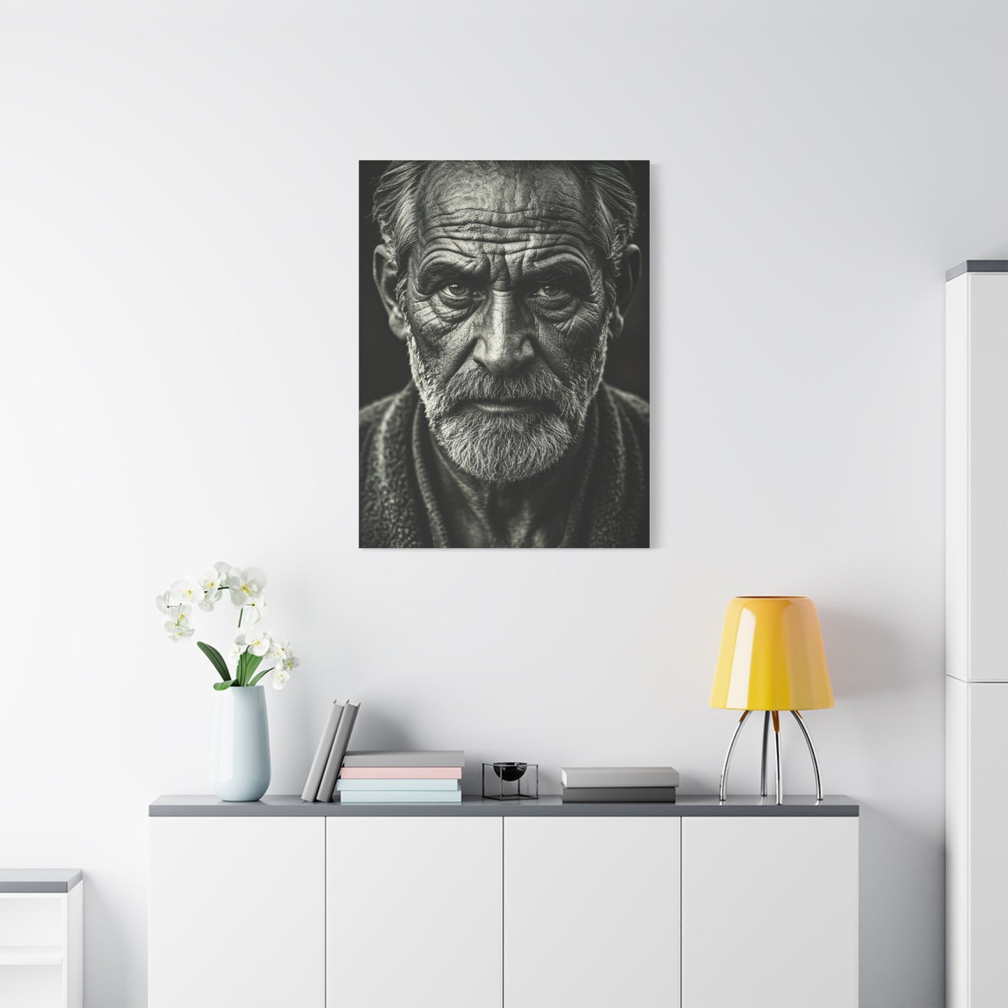 Lines of Time Black & White Elder Portrait Wall Art & Canvas Prints