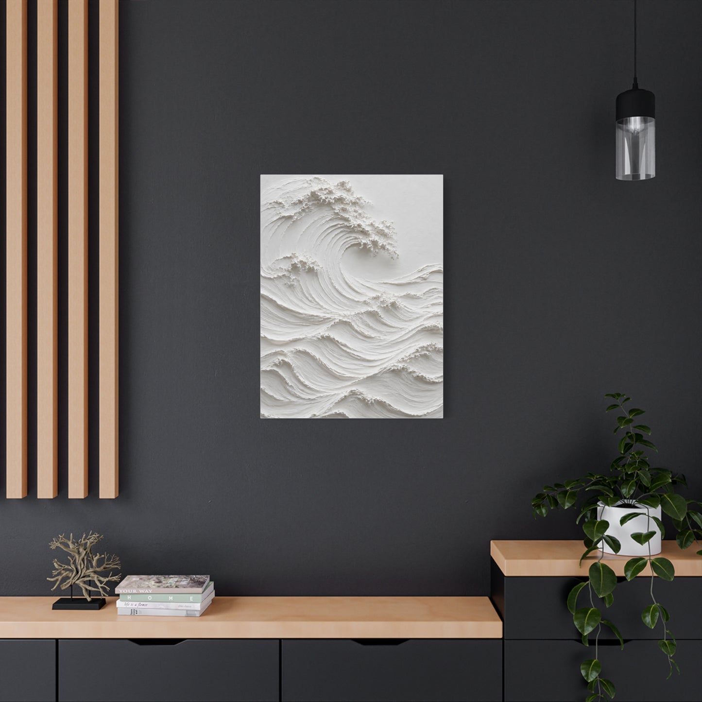 Minimal White Sculptural Wave Texture Wall Art & Canvas Print