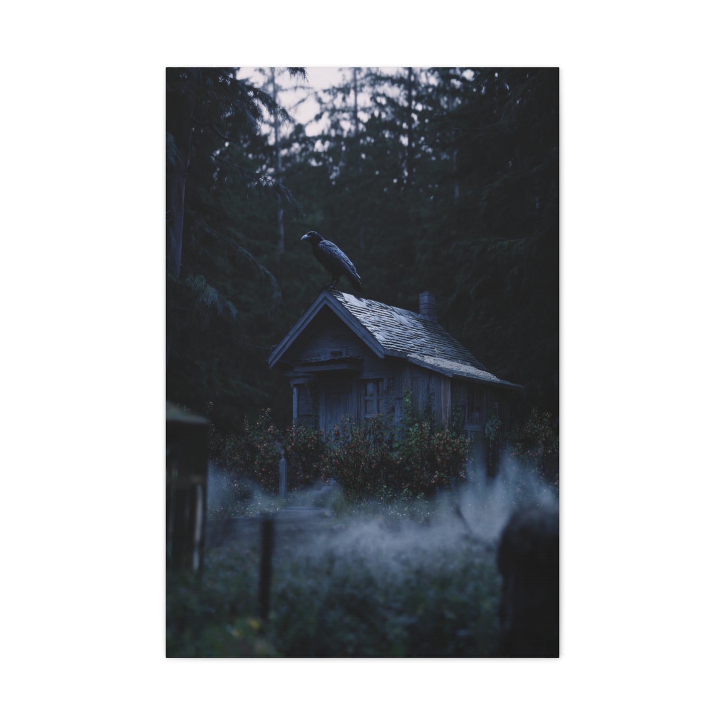 Raven on Witch’s Cottage Roof Wall Art & Canvas Print